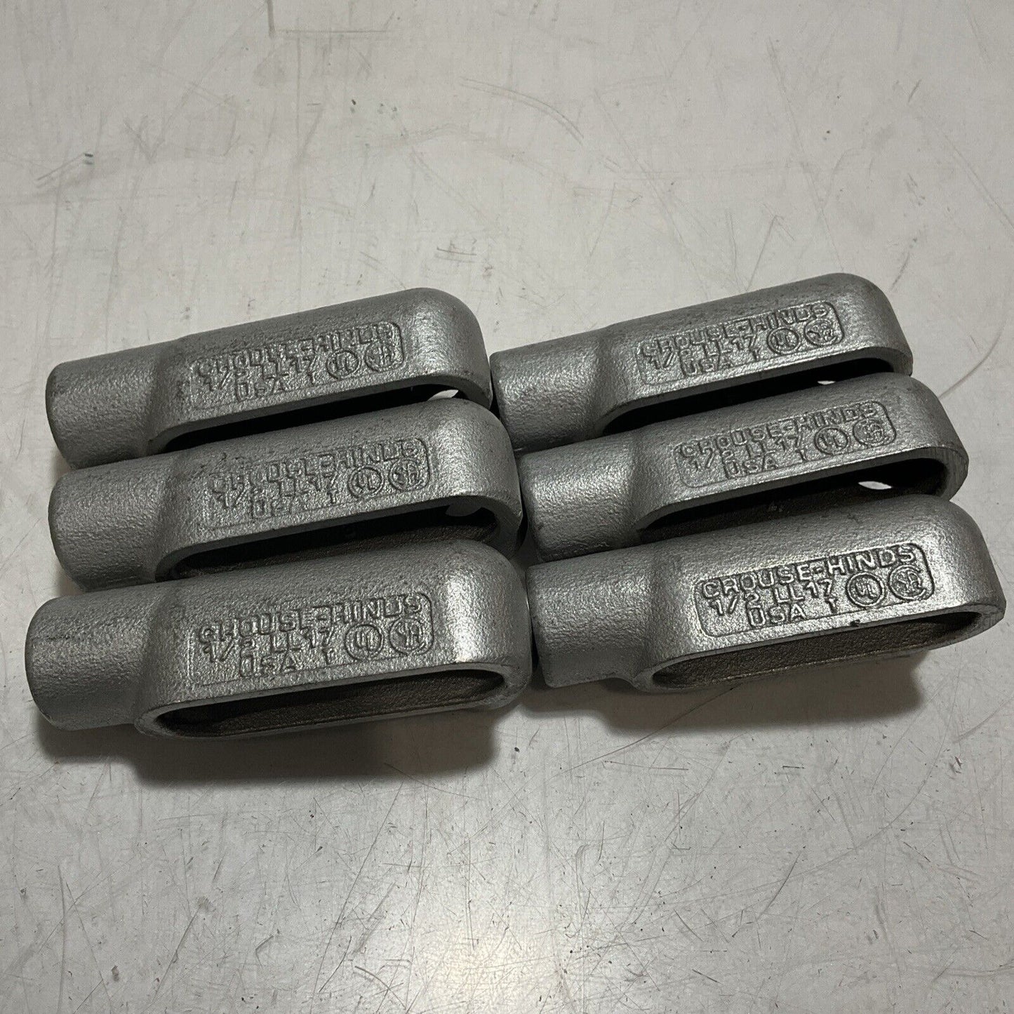 CROUSE HINDS 1/2 LL17 W/ APPLETON FM7 1/2 16 170 COVER 4.0 CUT LOT OF 6 222