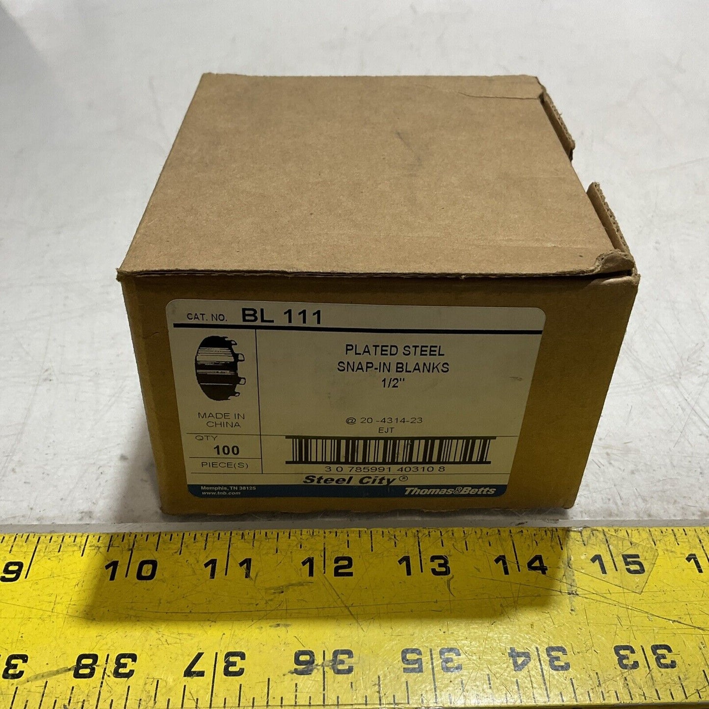 THOMAS&BETTS STEEL CITY BL 111 PLATED STEEL SNAP-IN BLANKS 1/2 SIZE QTY 100 222