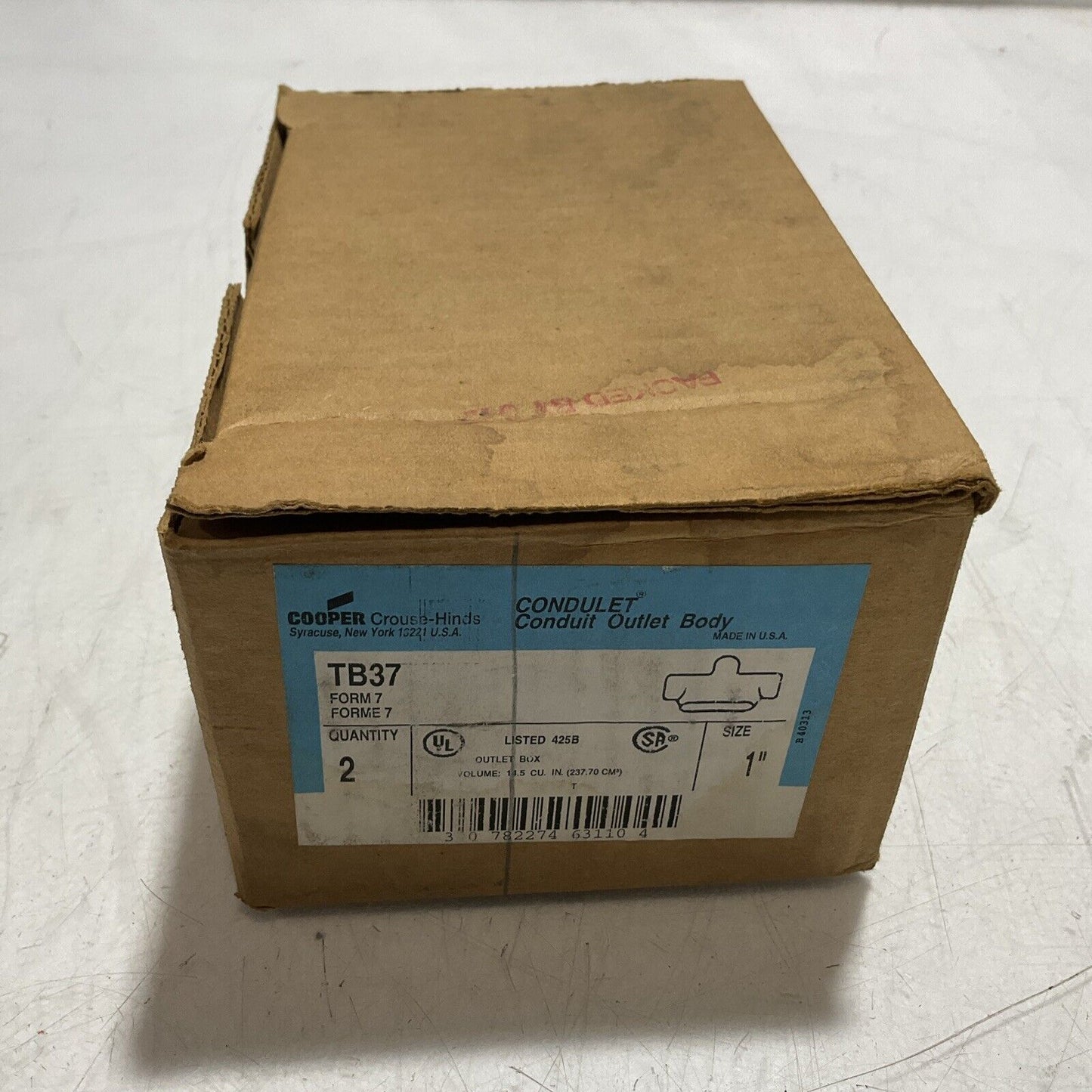 COOPER CROUSE-HINDS TB37 CONDULET CONDUIT OUTLET BODY FORM 7 BOX OF 2 222