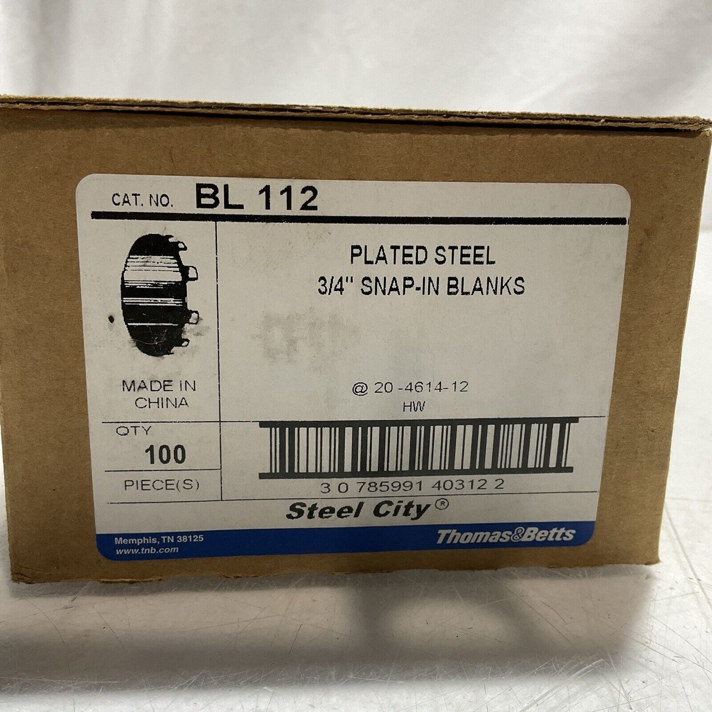 THOMAS & BETTS BL 112 PLATED STEEL 3/4” SNAP-IN BLANKS QTY 100 PIECES U3S