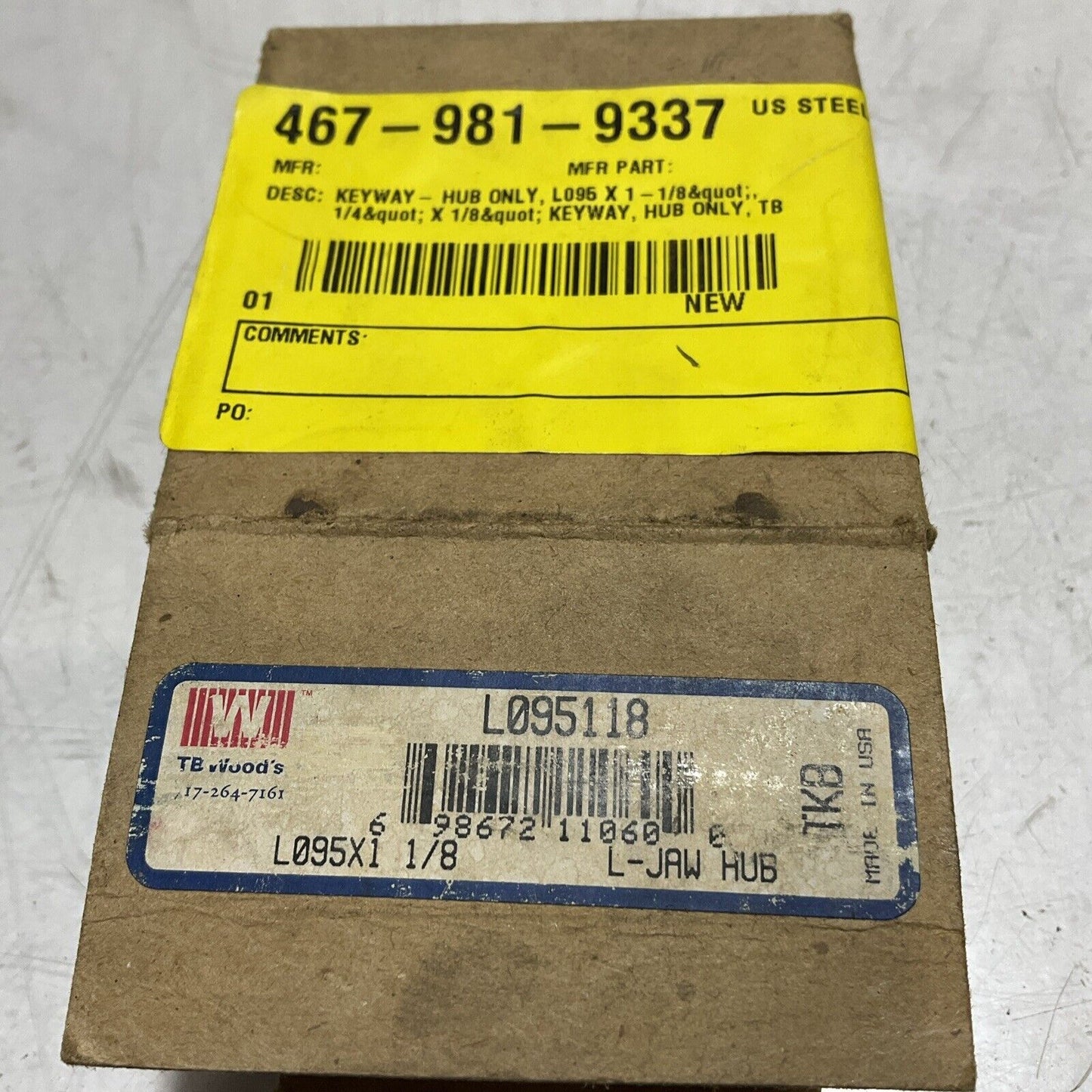 TB WOODS L095118 SHAFT JAW COUPLING KEYWAY-HUB 222-U3S