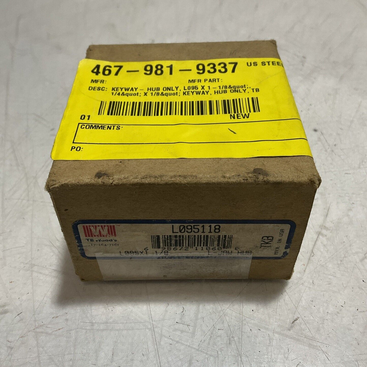 TB WOODS L095118 SHAFT JAW COUPLING KEYWAY-HUB 222-U3S