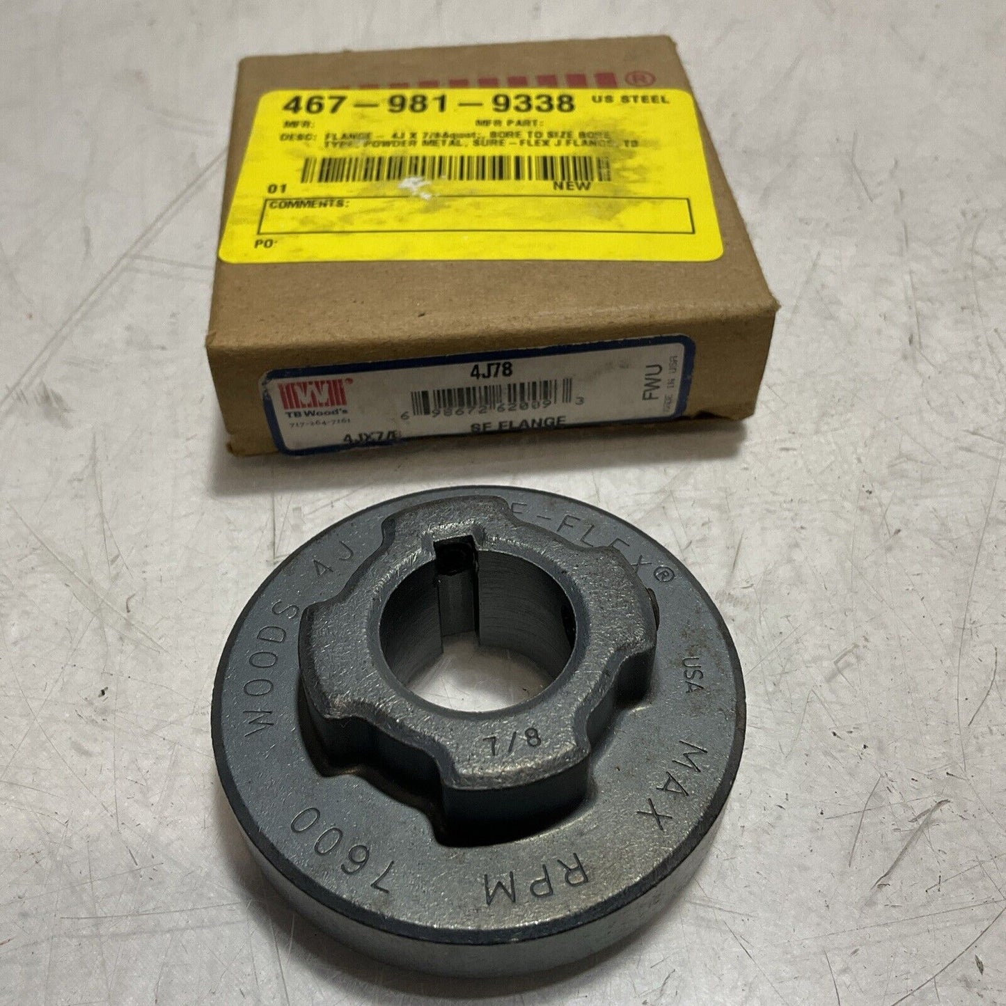 TB WOODS FLANGE 4J78 SURE-FLEX SLEEVE COUPLING FLANGE 222-U3S