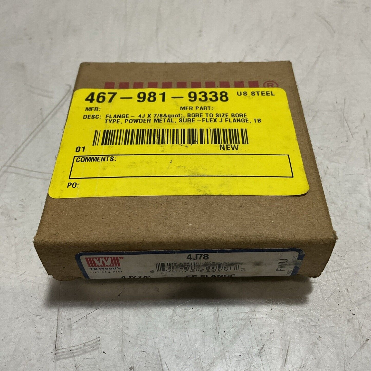 TB WOODS FLANGE 4J78 SURE-FLEX SLEEVE COUPLING FLANGE 222-U3S