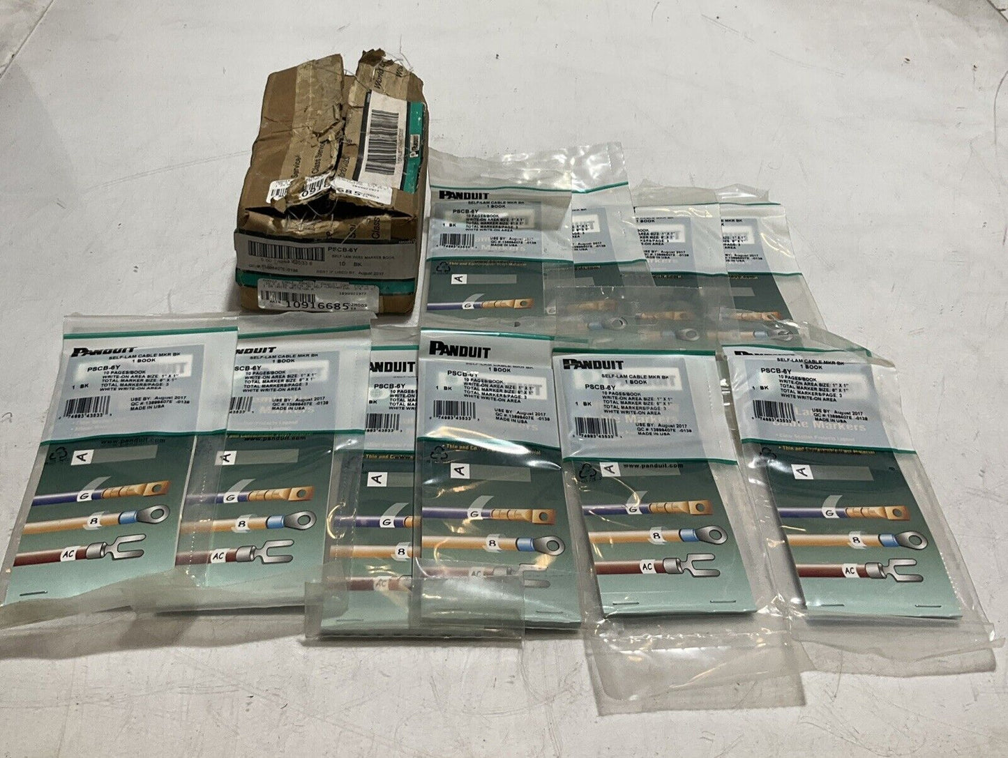 PANDUIT PSCB-6Y SELF-LAM CABLE MARKER BOOK WRITE-ON AREA 1 IN X 6 IN QTY10 678