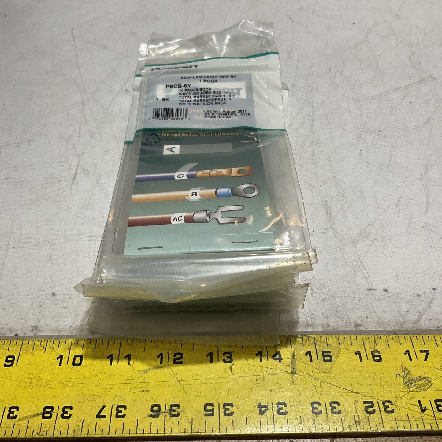 PANDUIT PSCB-6Y SELF-LAM CABLE MARKER BOOK WRITE-ON AREA 1 IN X 6 IN QTY10 678