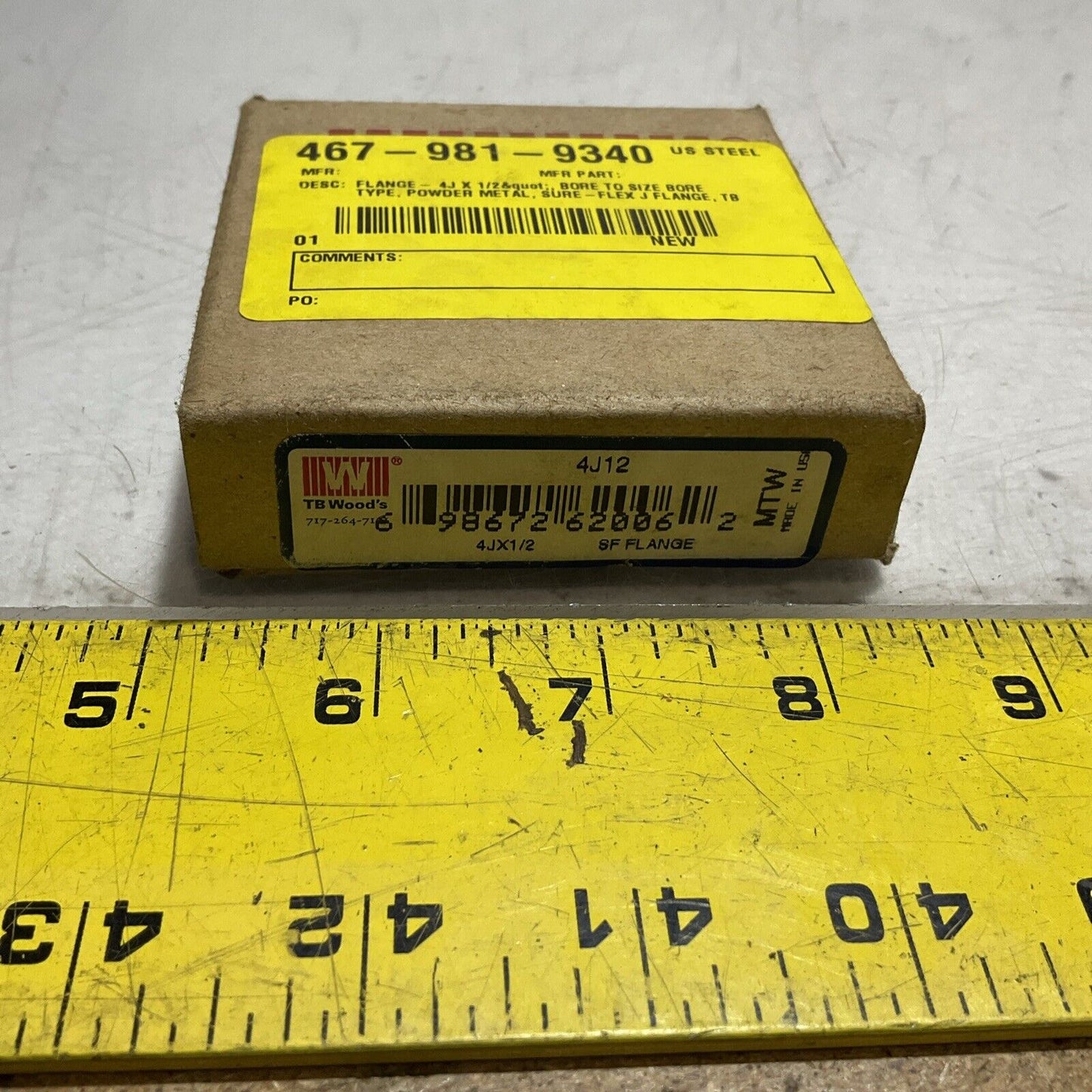 TB WOODS 4J12 SLEEVE COUPLING FLANGE SPACER SIZE-4 7.600RPM MAX 222-U3S