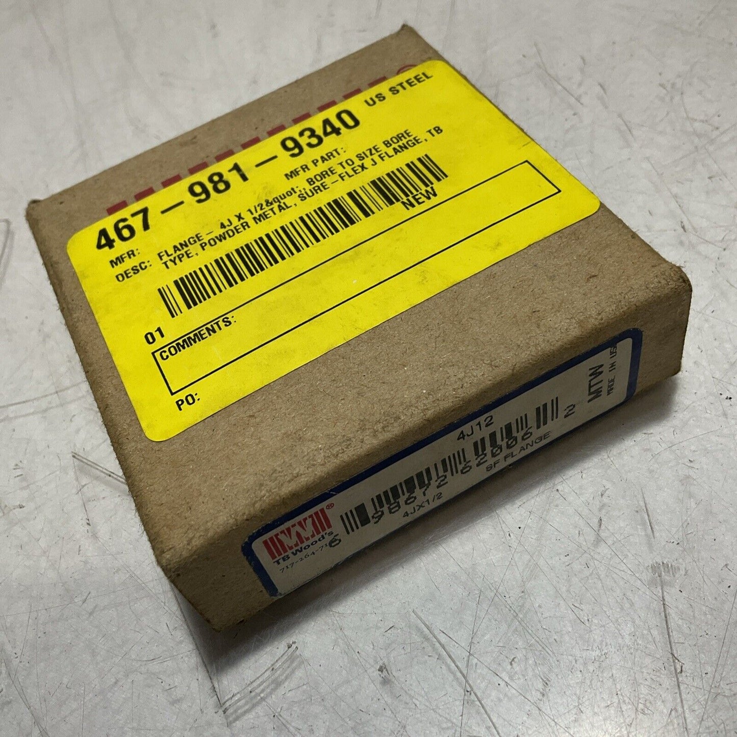 TB WOODS 4J12 SLEEVE COUPLING FLANGE SPACER SIZE-4 7.600RPM MAX 222-U3S