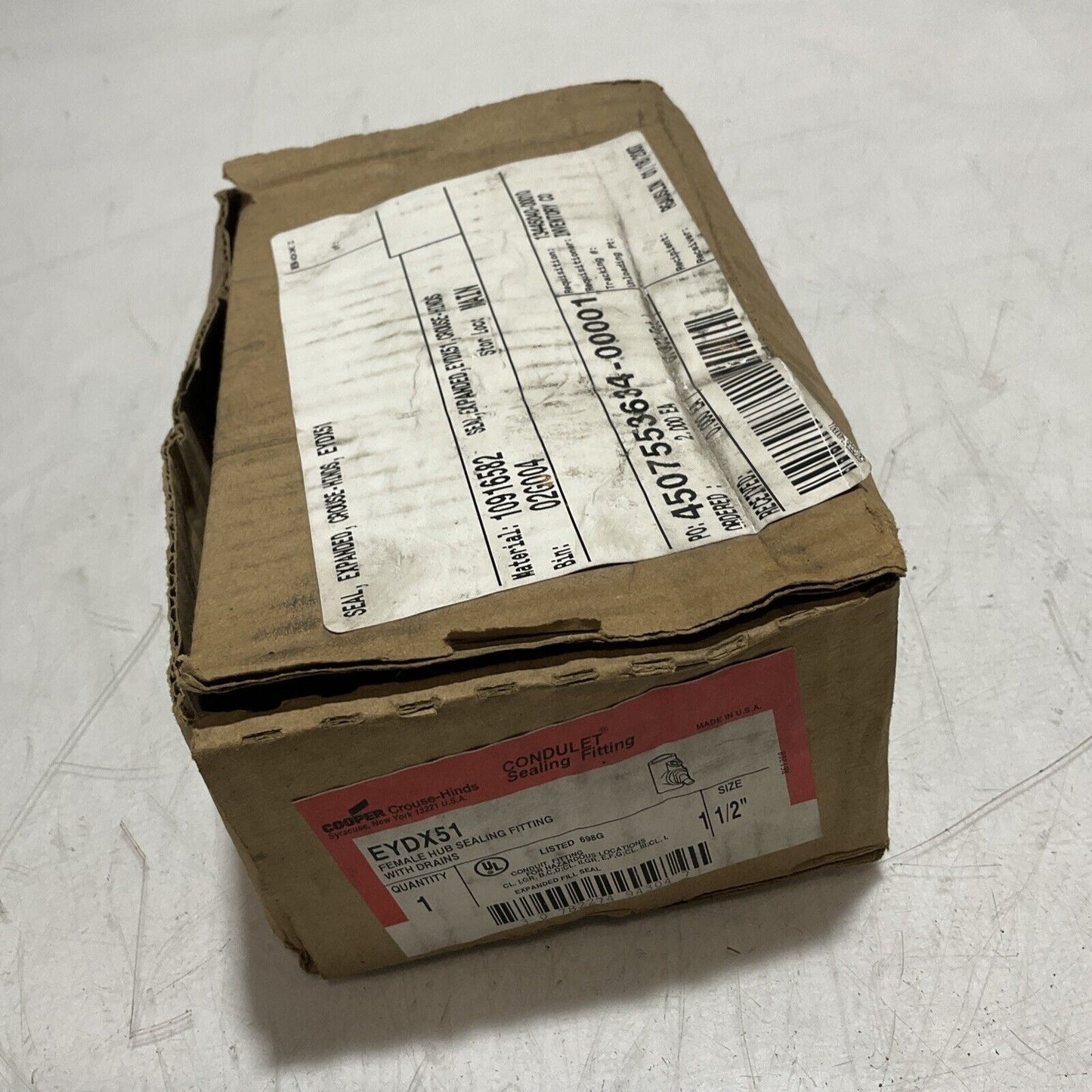 COOPER-CROUSE-HINDS EYDX51 FEMALE HUD SEALING CONDULET FITTING WITH DRAINS U3S