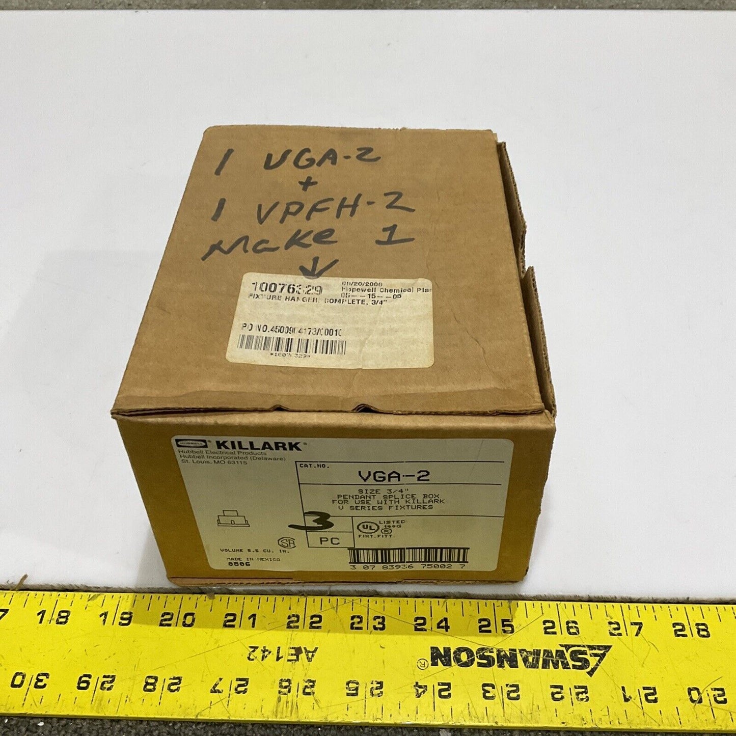 HUBBELL KILLARK VGA-2 PENDANT SPLICE BOX 3/4 IN 555 LOT OF 3