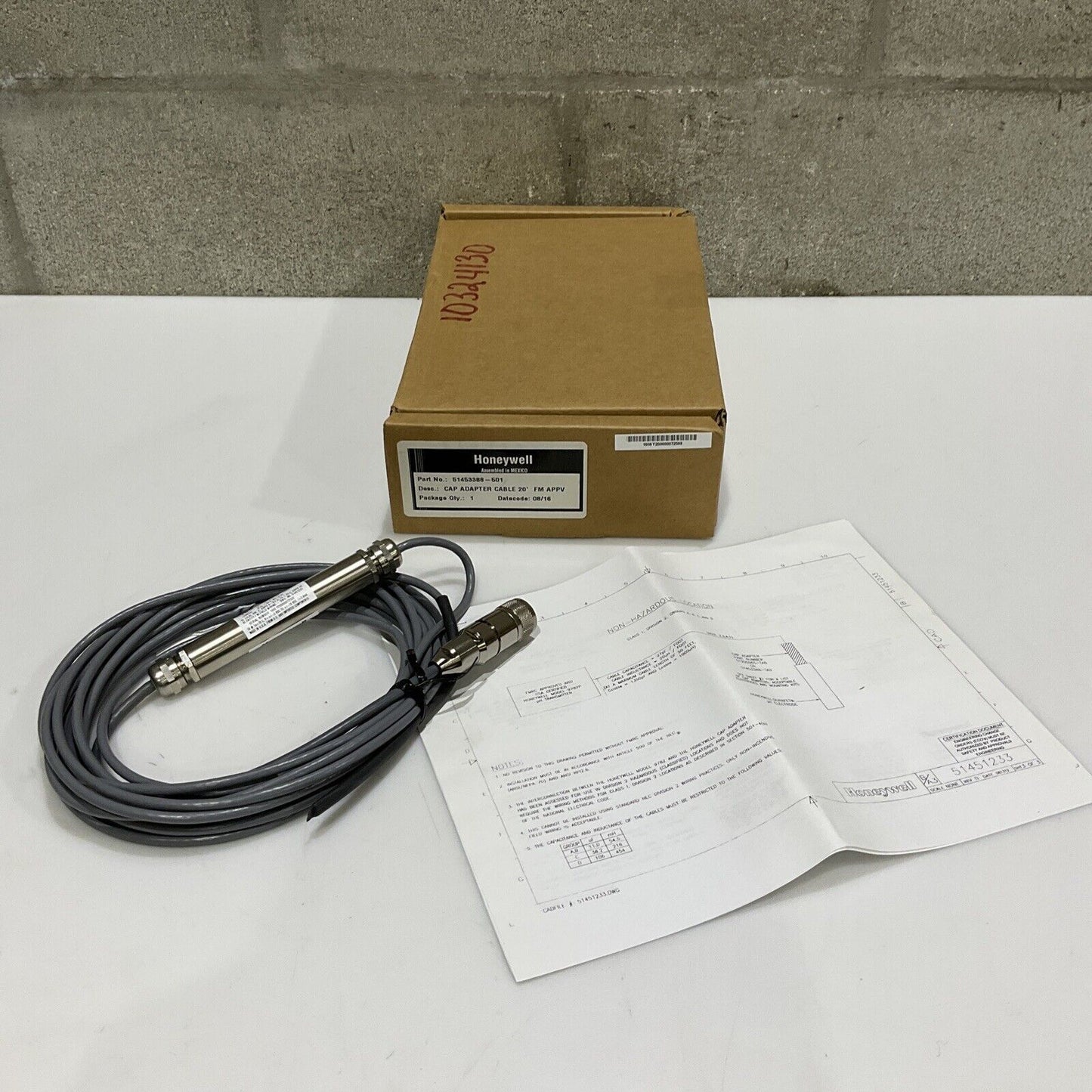 HONEYWELL 51453388-501 CAP ADAPTER CABLE 20' FM APPV 555