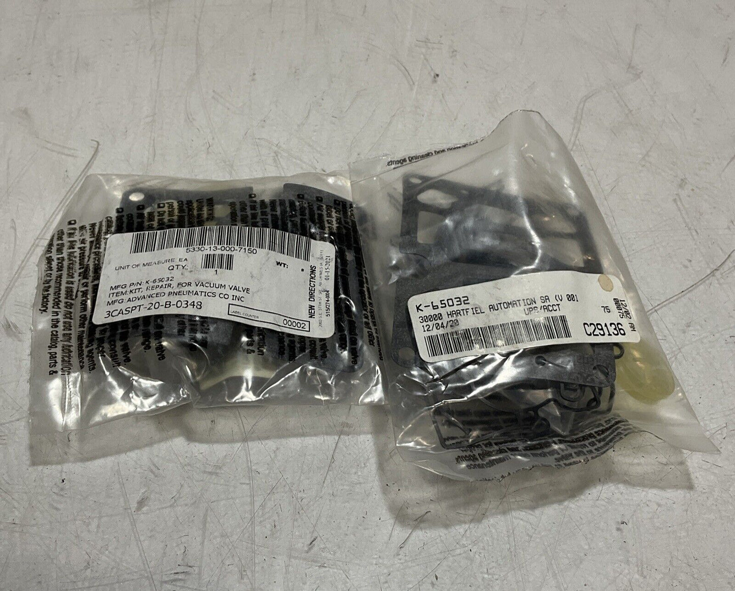 ADVANCED PNEUMATICS K-65032 VACUUM VALVE REPAIR KIT LOT OF 2 U3S