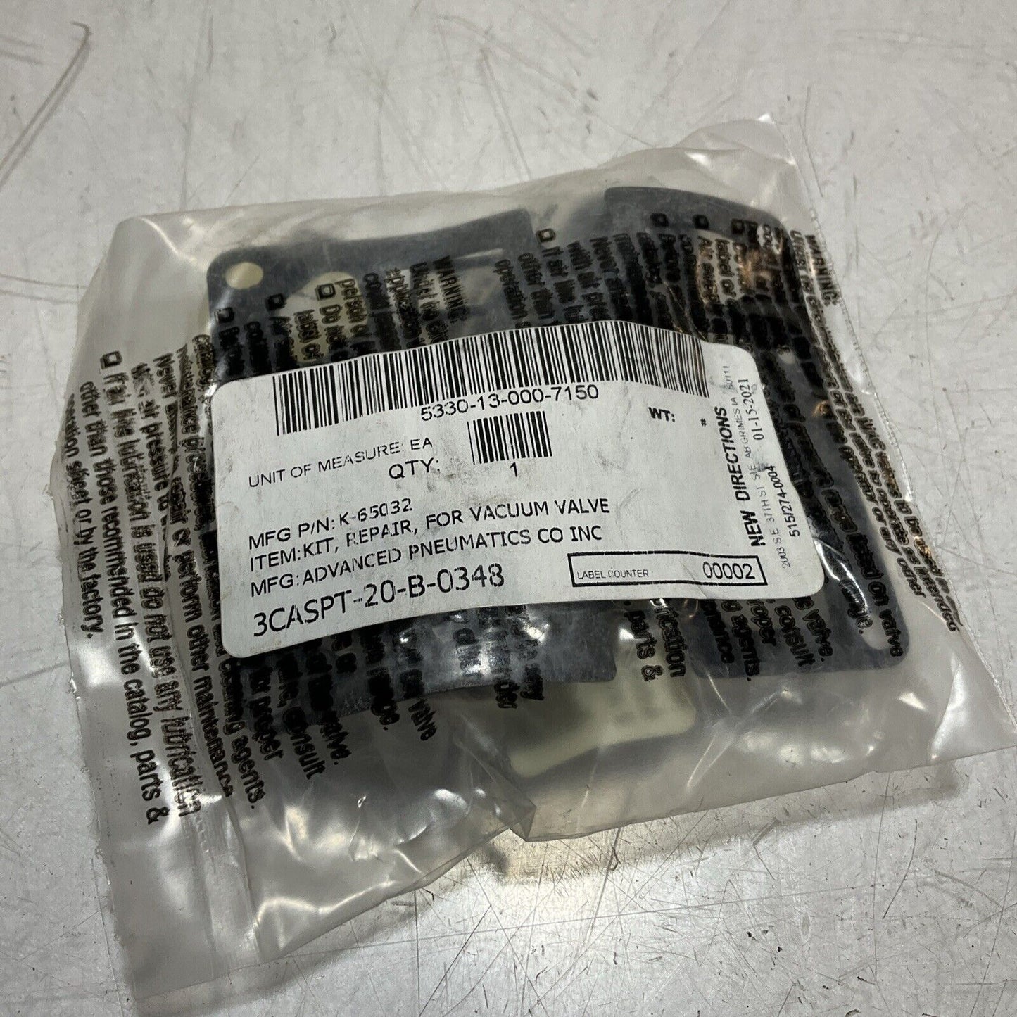 ADVANCED PNEUMATICS K-65032 VACUUM VALVE REPAIR KIT LOT OF 2 U3S