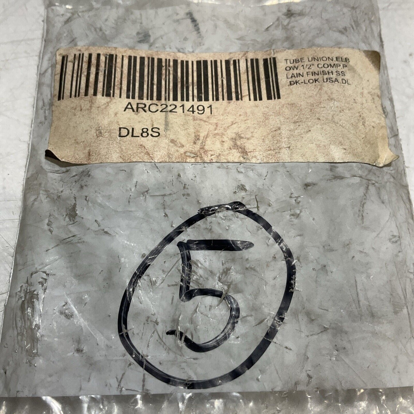 DK-LOK DL8S TUBE UNION ELBOW FITTING 1/2 SS COMP FINISH LOT OF 5 U 3S