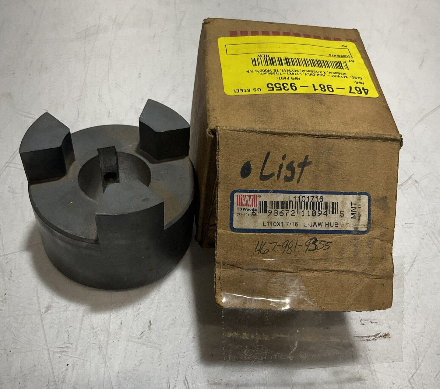 TB WOODS L110 1-7/16 L-JAW COUPLING HUB 222-U3S