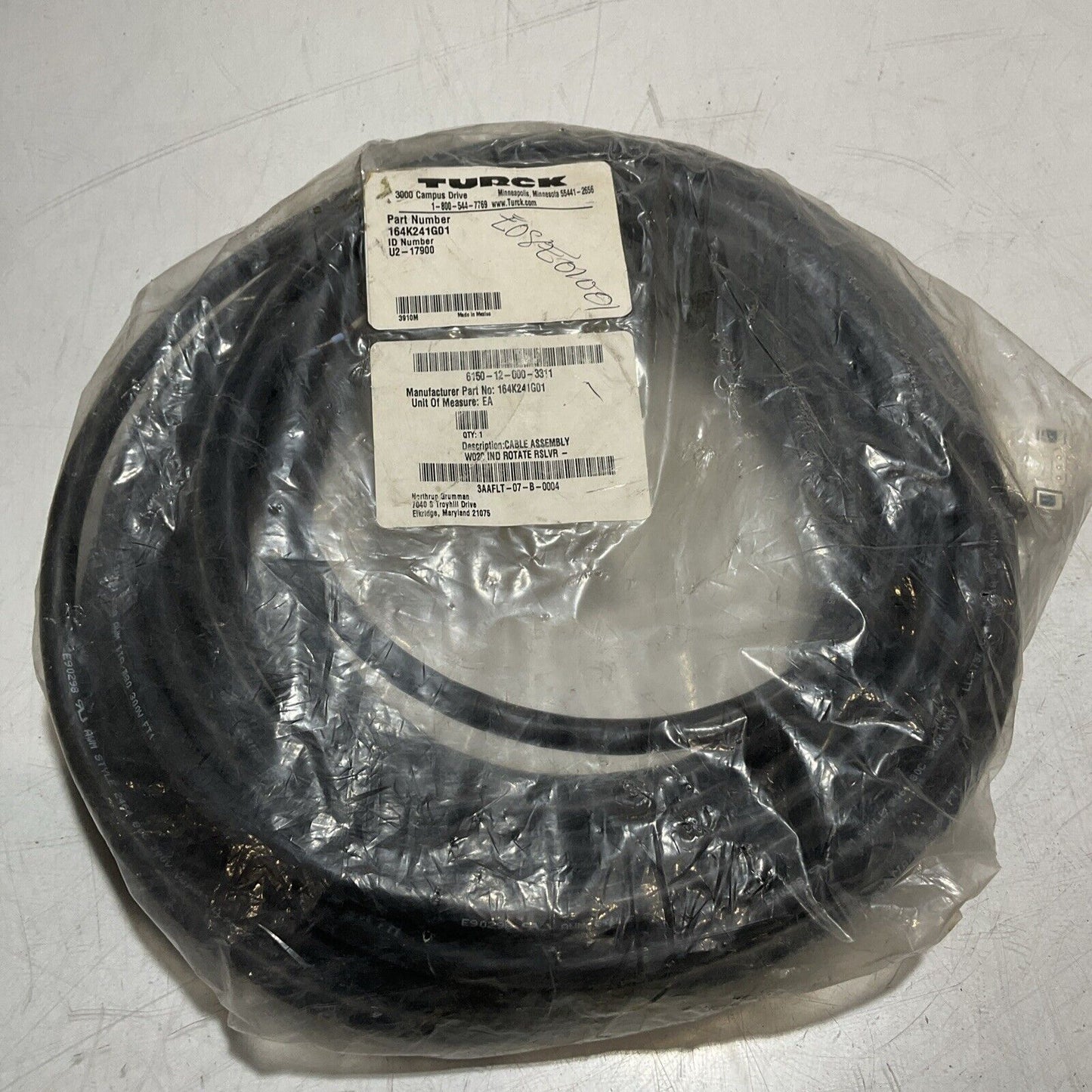 TURCK 164K241G01 ID- U2-17900 CABLE ASSEMBLY U3S