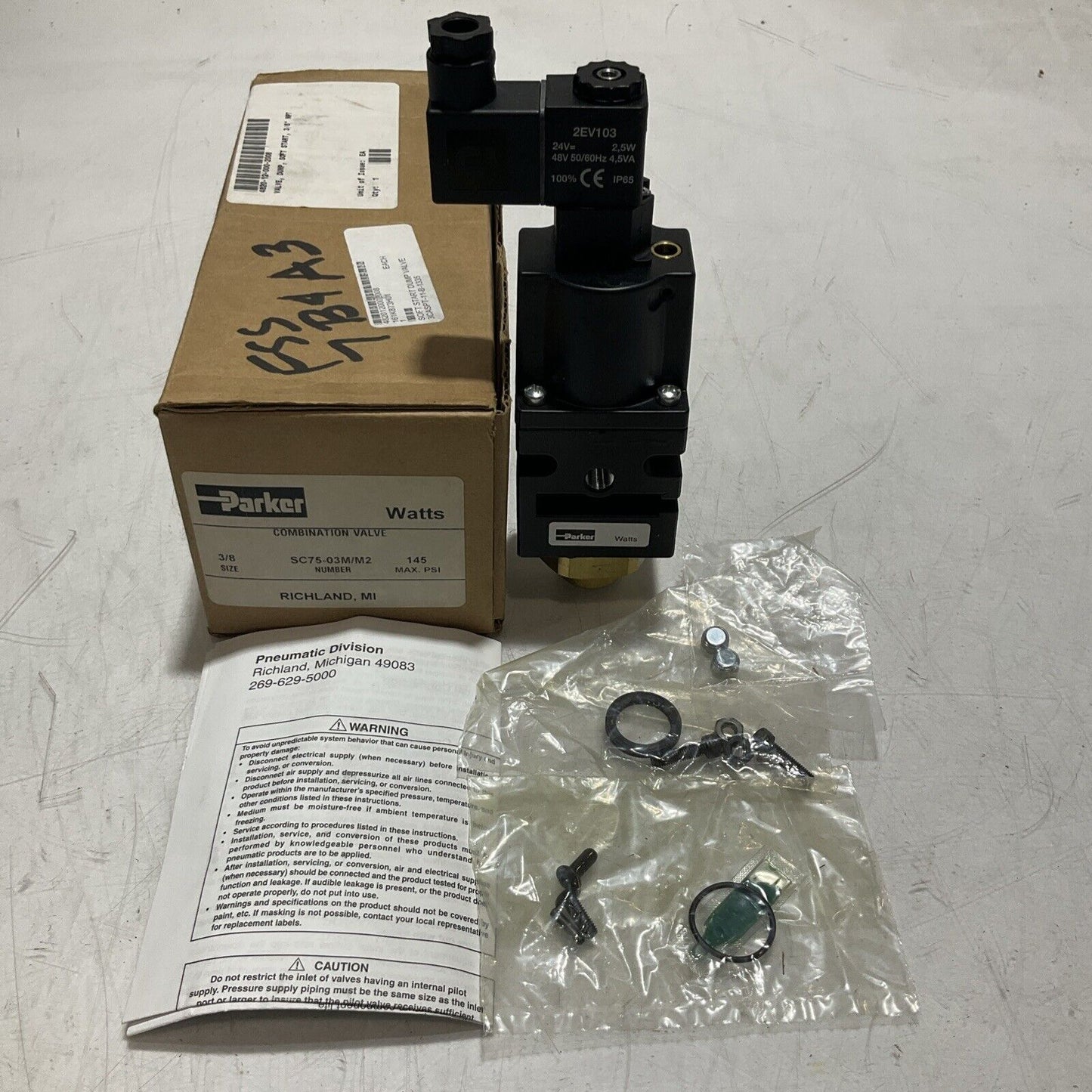 PARKER SC75-03M/M2 SOFT START DUMP VALVE 3/8” NPT 10 BAR 150 PSI 125F U3S