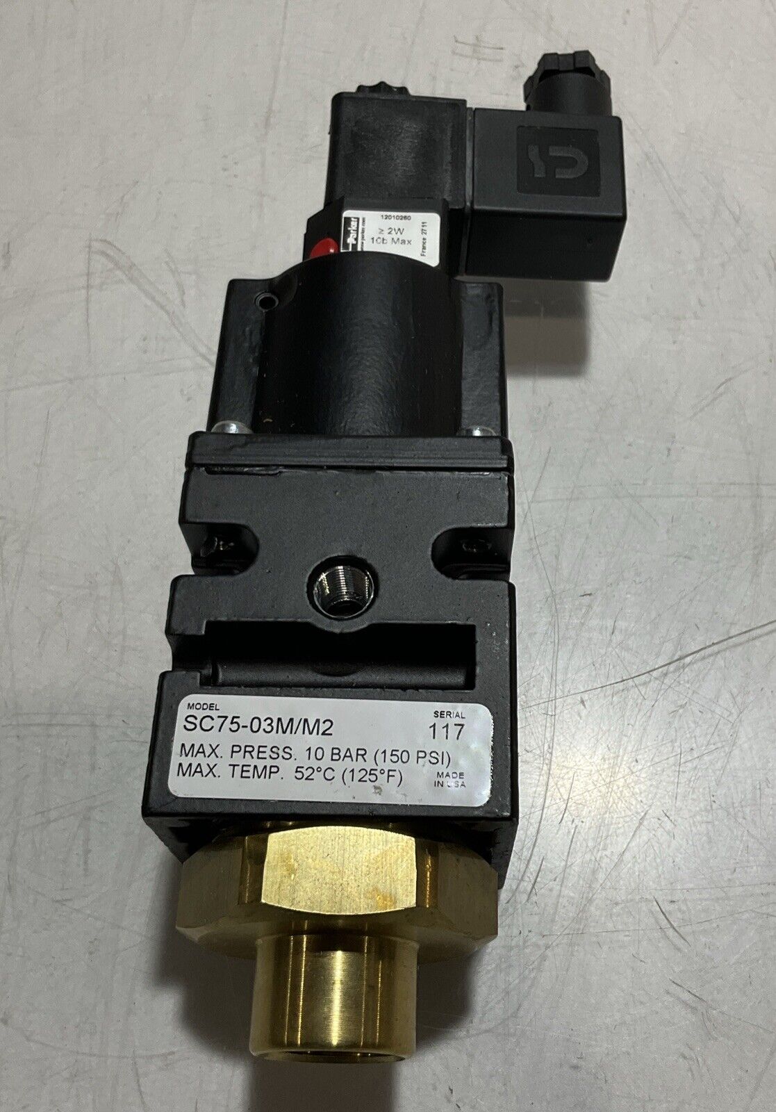 PARKER SC75-03M/M2 SOFT START DUMP VALVE 3/8” NPT 10 BAR 150 PSI 125F U3S