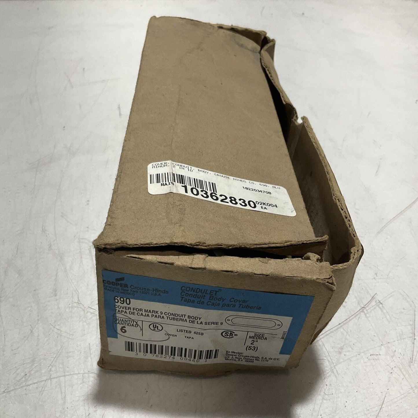 COOPER CROUSE-HINDS 690 CONDUIT BODY COVER 2IN- 53” SERIES 9 LOT OF 5 U3S