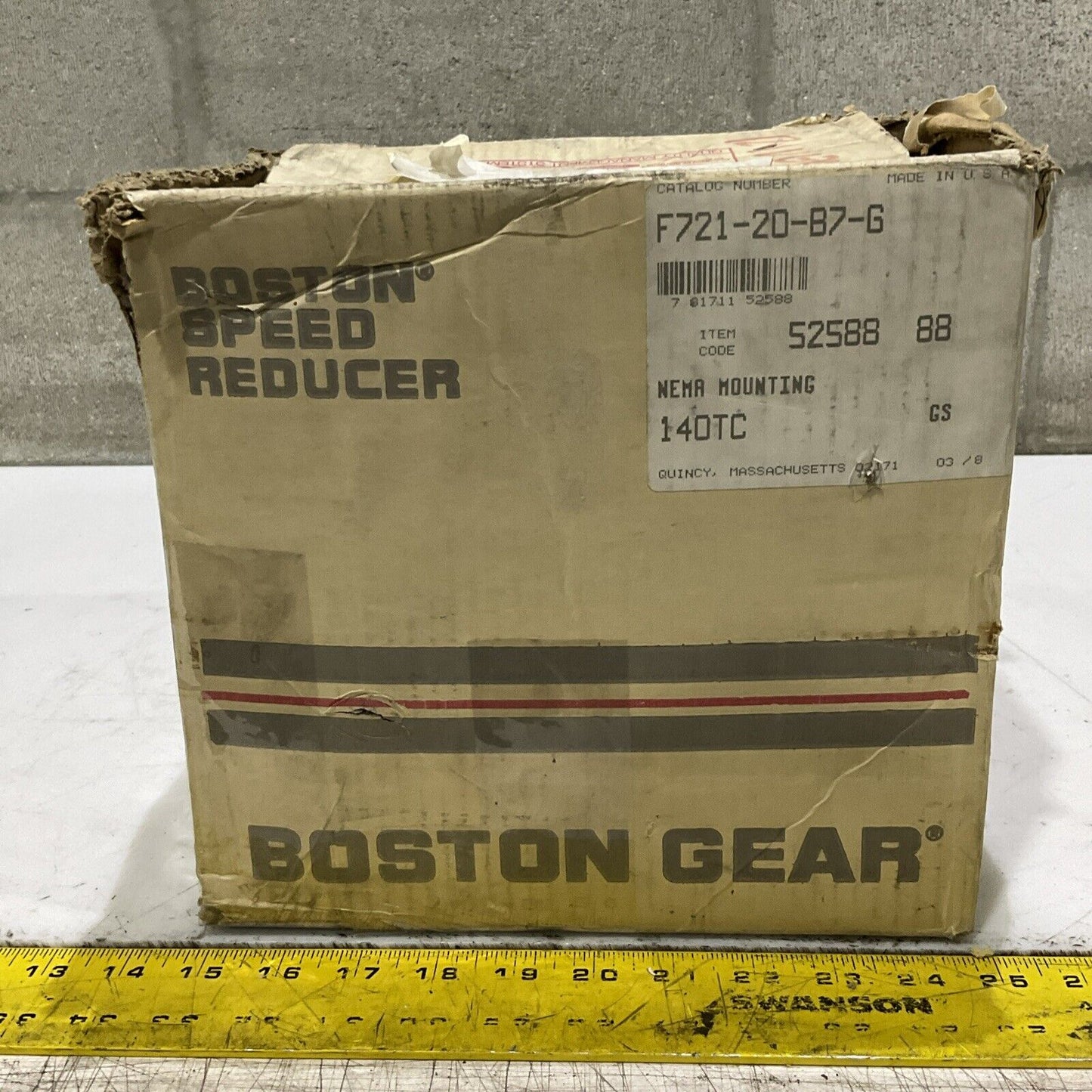 BOSTON 52588 88 F721-20-B7-G SPEED REDUCER 20 GS 754 TORQ. 754 1.25 H.P 1750 RPM