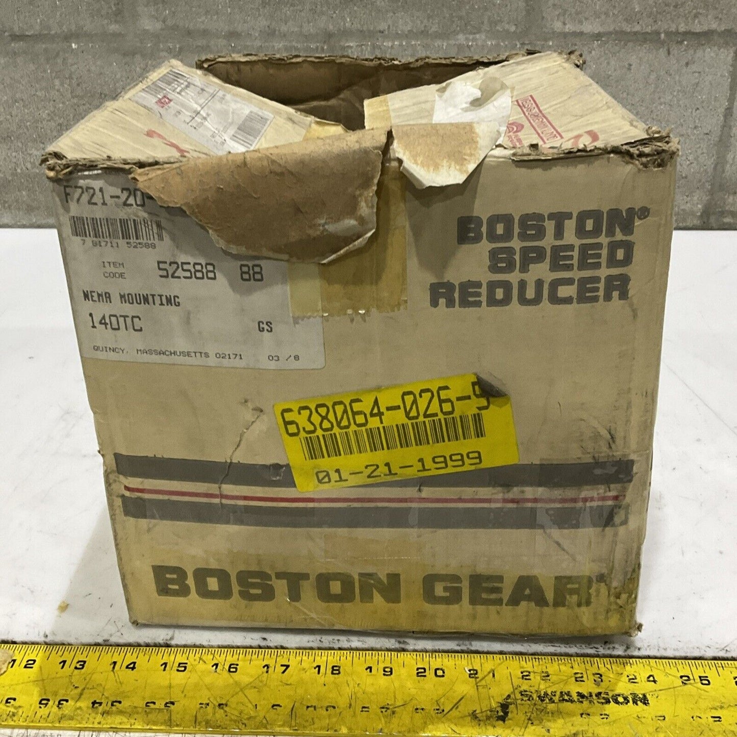 BOSTON 52588 88 F721-20-B7-G SPEED REDUCER 20 GS 754 TORQ. 754 1.25 H.P 1750 RPM