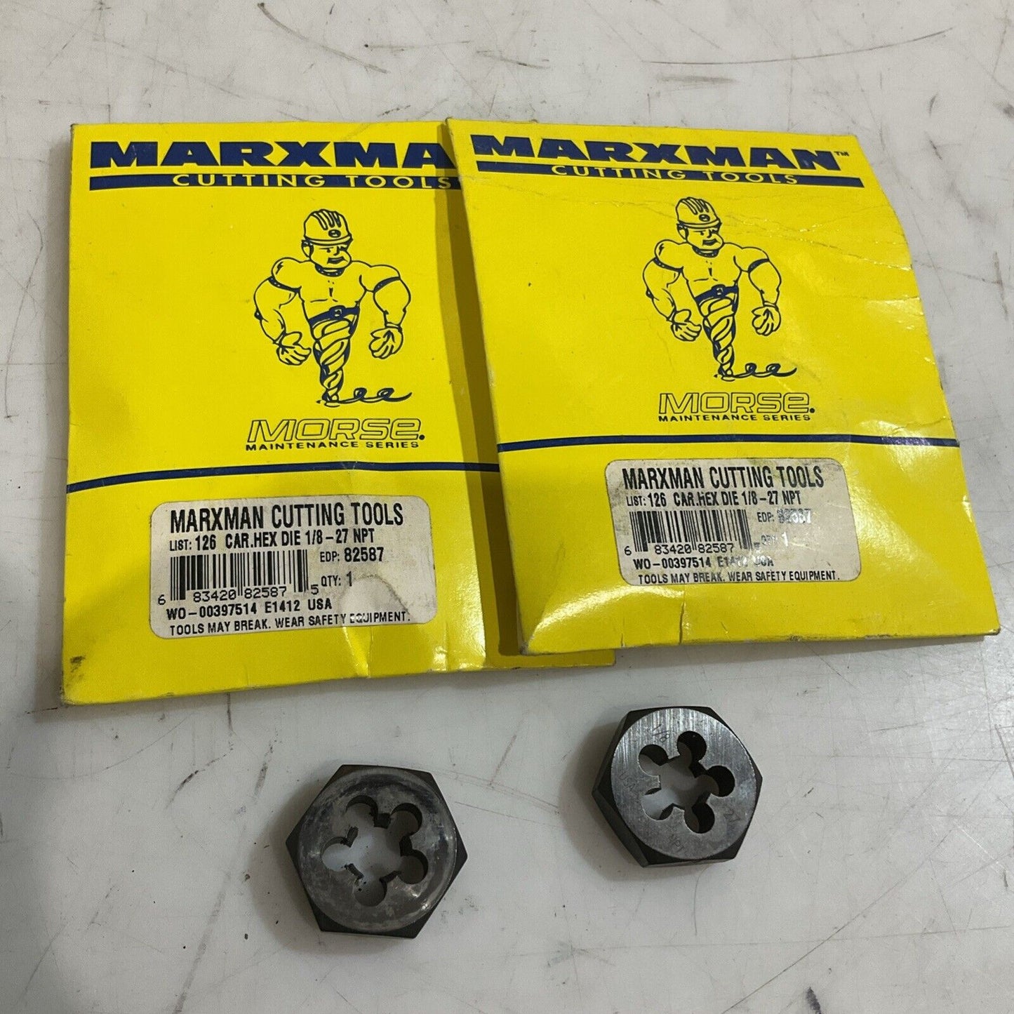 MARXMAN MORSE 82587 HEX DIE RETHREADING 1/8-27 NPT CAR LOT OF 2 222-U3S