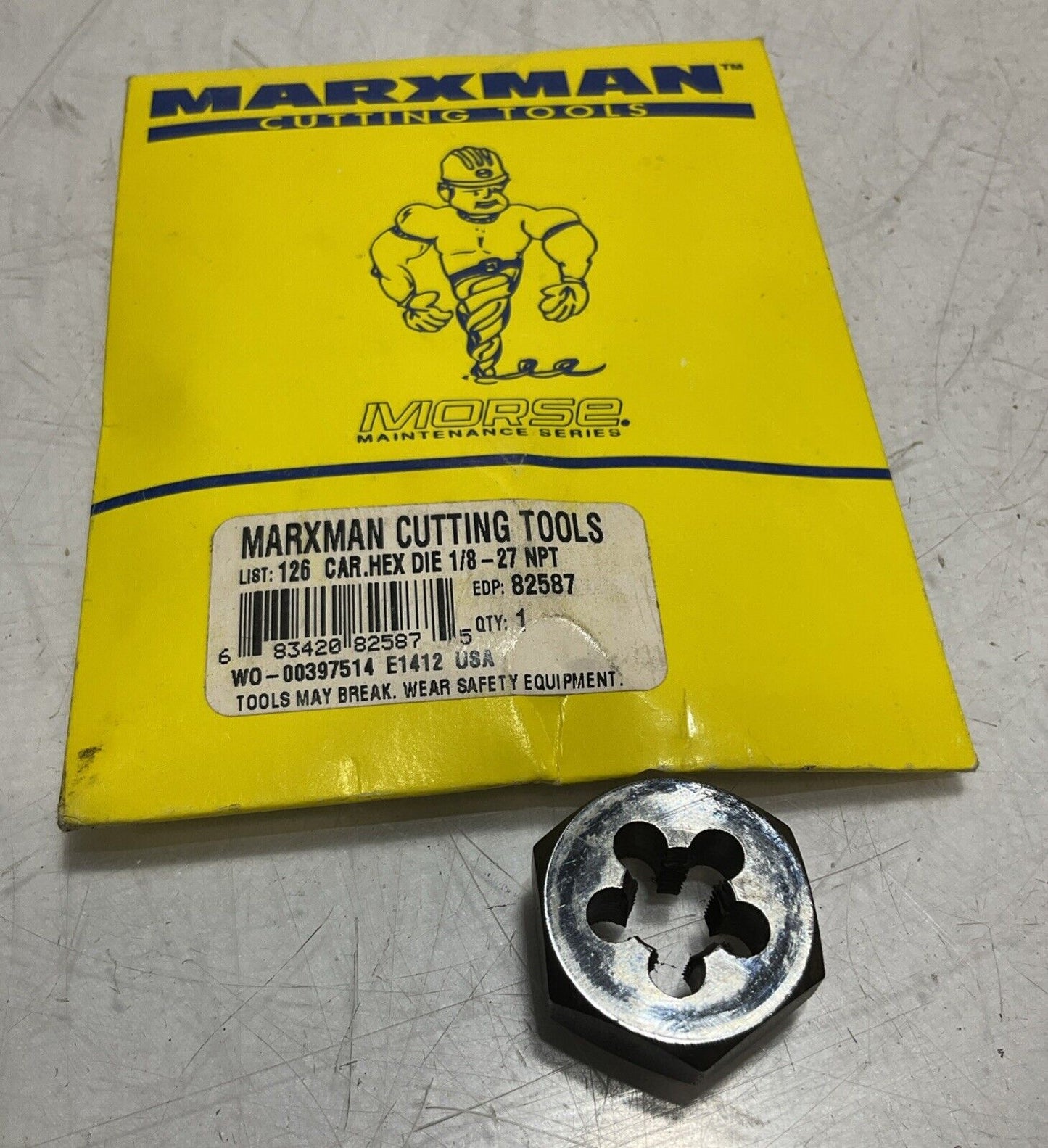 MARXMAN MORSE 82587 HEX DIE RETHREADING 1/8-27 NPT CAR LOT OF 2 222-U3S
