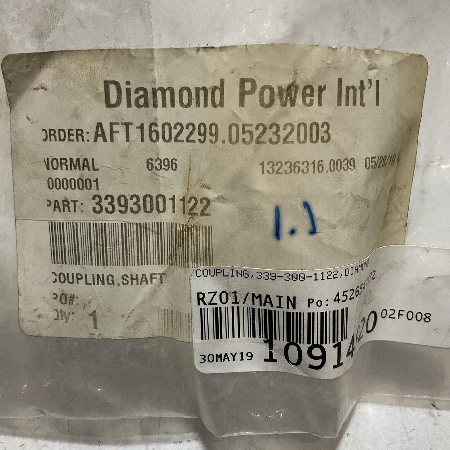 DIAMOND POWER INT 3393001122 SHAFT COUPLING 678-U3S