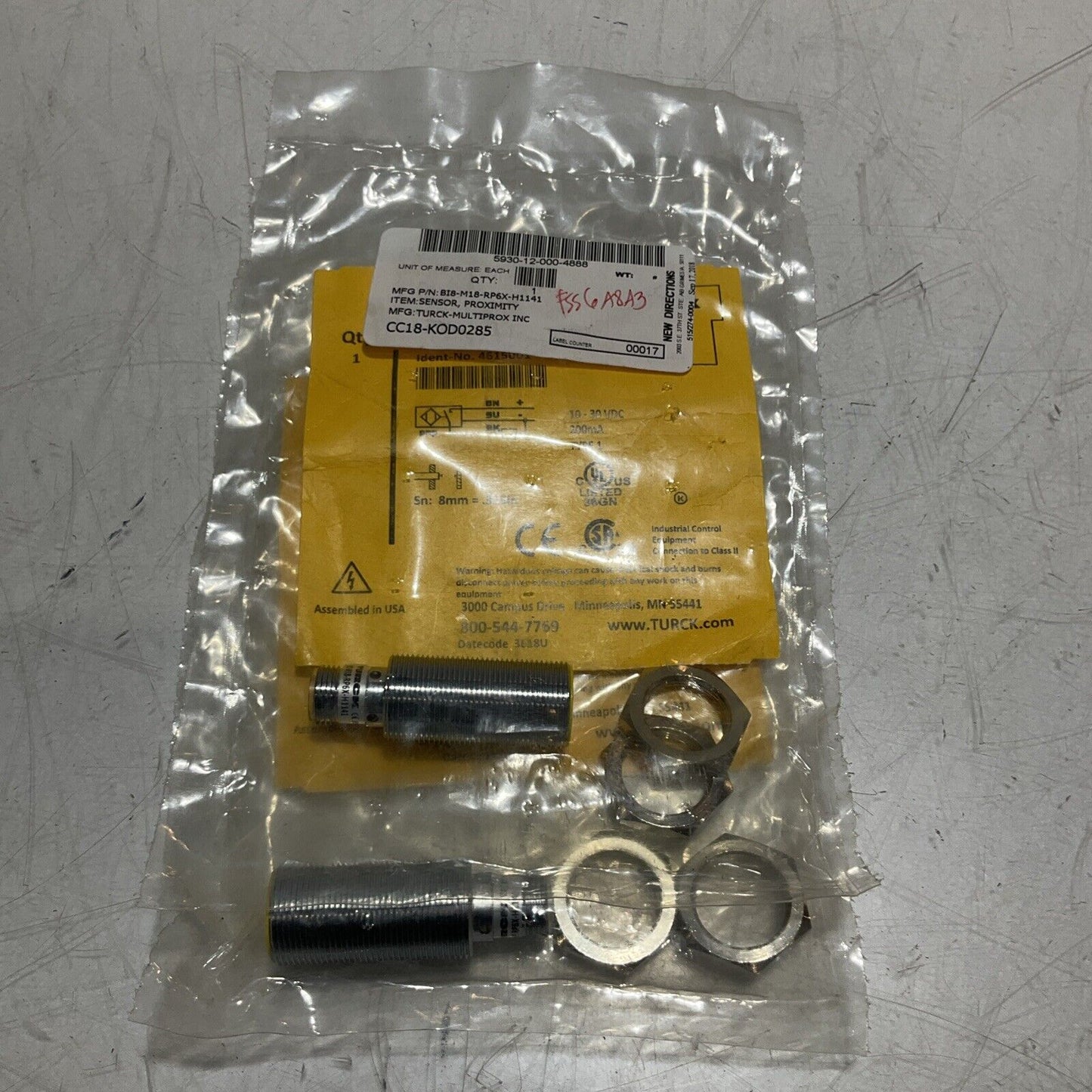 TURCK BI8-M18-RP6X-H1141 4615001 INDUCTIVE PROXIMITY SENSOR LOT OF 2 U3S