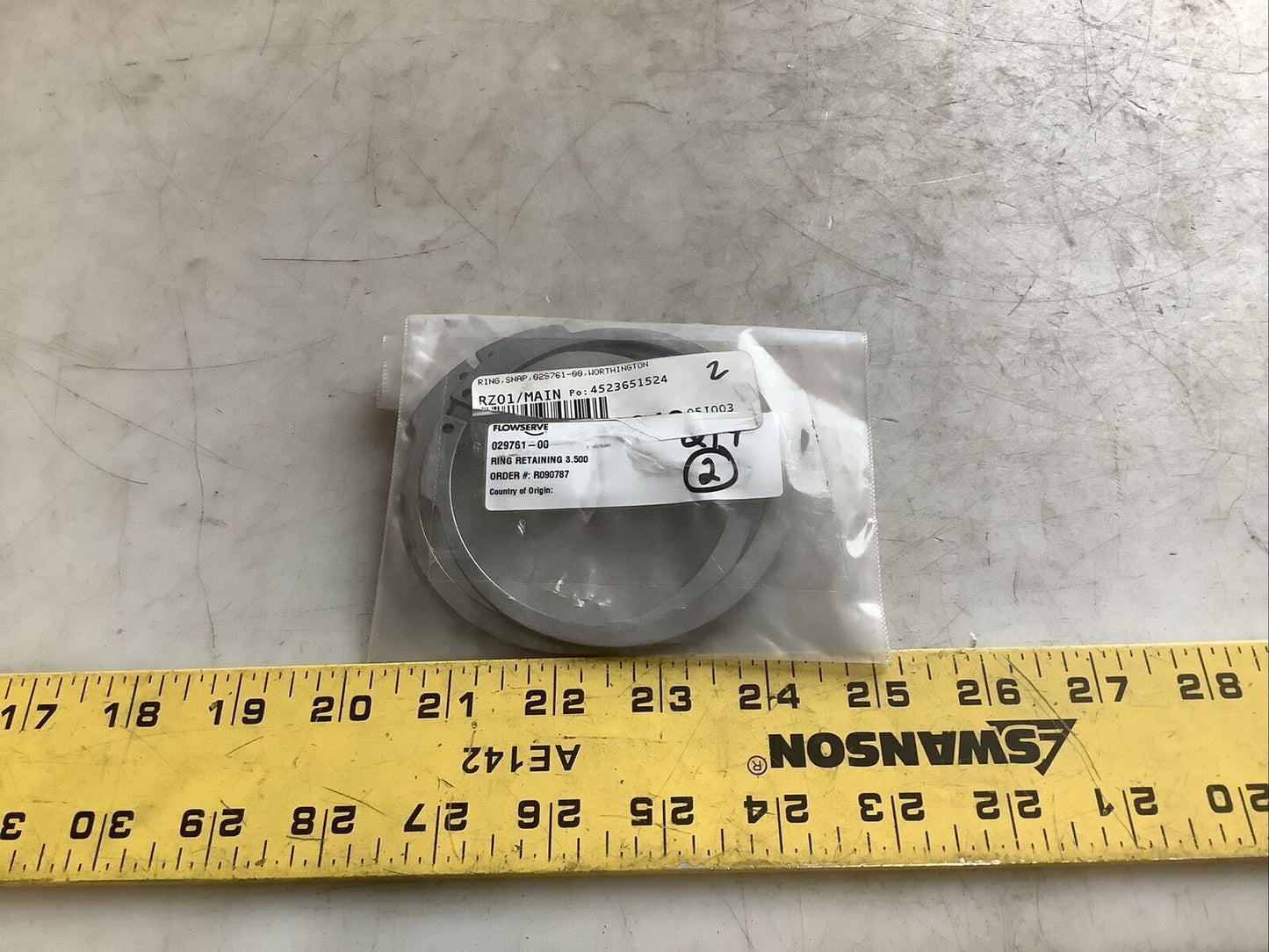 FLOWSERVE 029761-00 RETAINING RING 3.500IN 678 - QTY 2