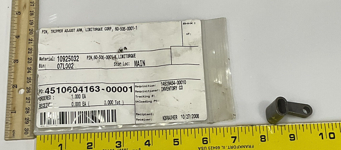 LIMITORQUE CORP 60-505-0001-1 TRIPPER ADJUST ARM PIN 4510604163-00001 678