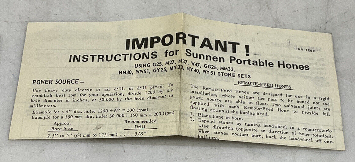 SUNNEN G25-J63 STONE SET 373