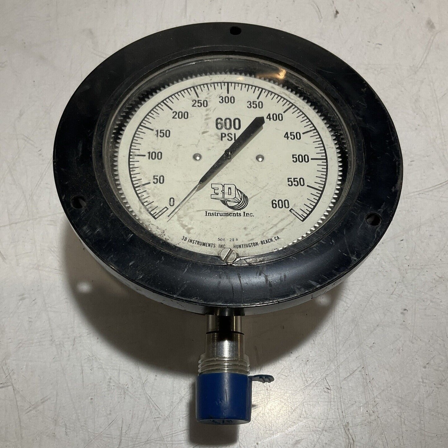 3D INSTRUMENTS INC. 25504-28C11 GAD PRESSURE GAUGE 0-600PSI 3/4IN 476-U3S