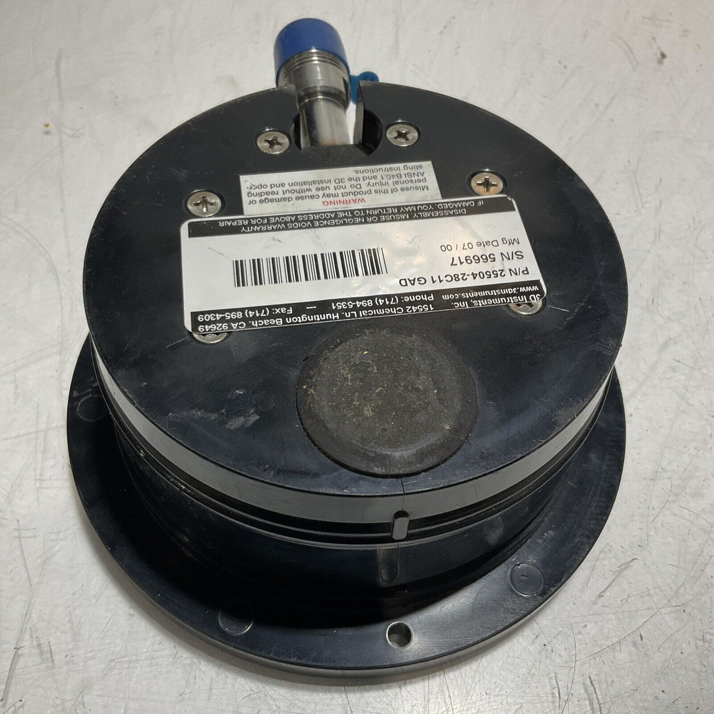 3D INSTRUMENTS INC. 25504-28C11 GAD PRESSURE GAUGE 0-600PSI 3/4IN 476-U3S