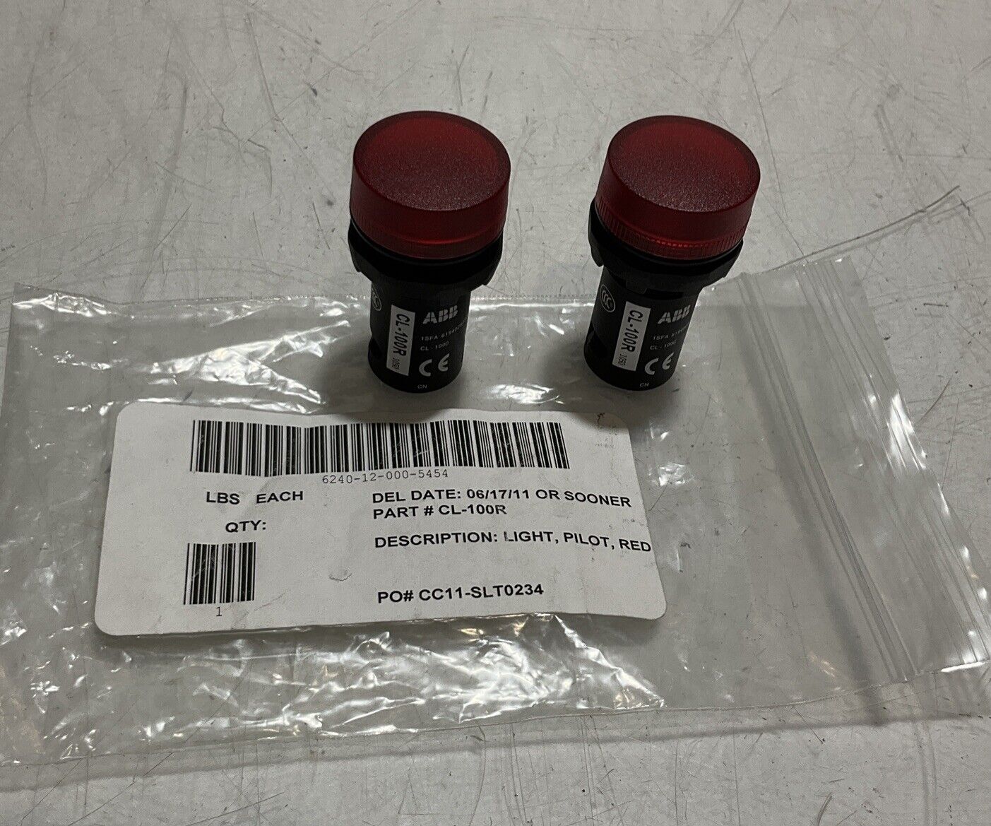 ABB CL-100R RED INDICATOR COMPACT PILOT LIGHT LOT OF 2 U3S