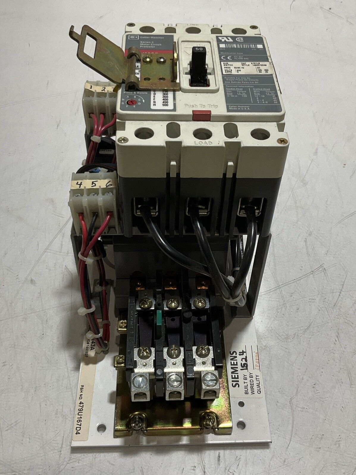 EATON 1490D72G56 50A HMCP SERIES C MOTOR START CIRCUIT BREAKER PROTECTOR U3S