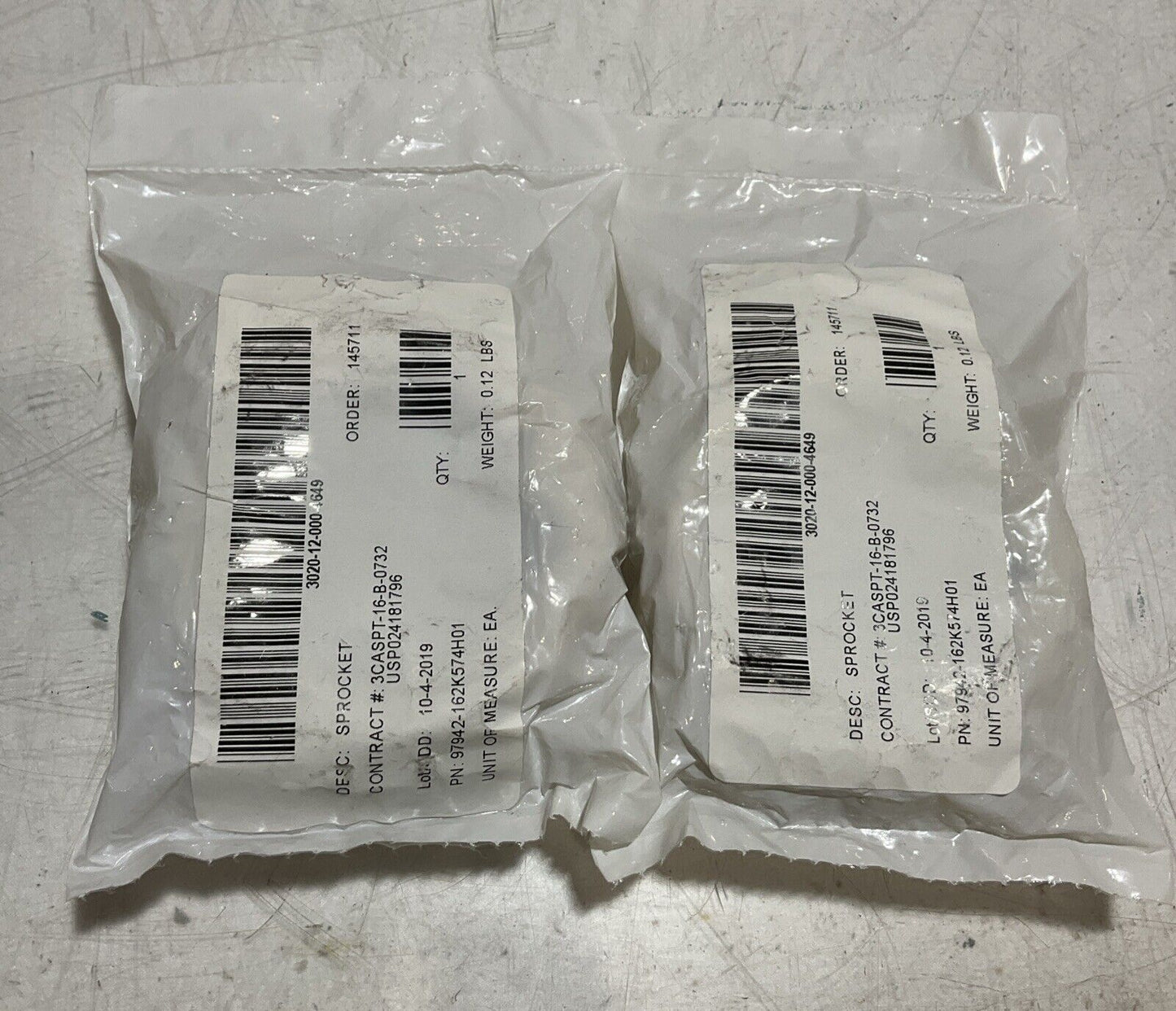INTRALOX 97942-162K574H01 SPROCKET LOT OF 2 U3S
