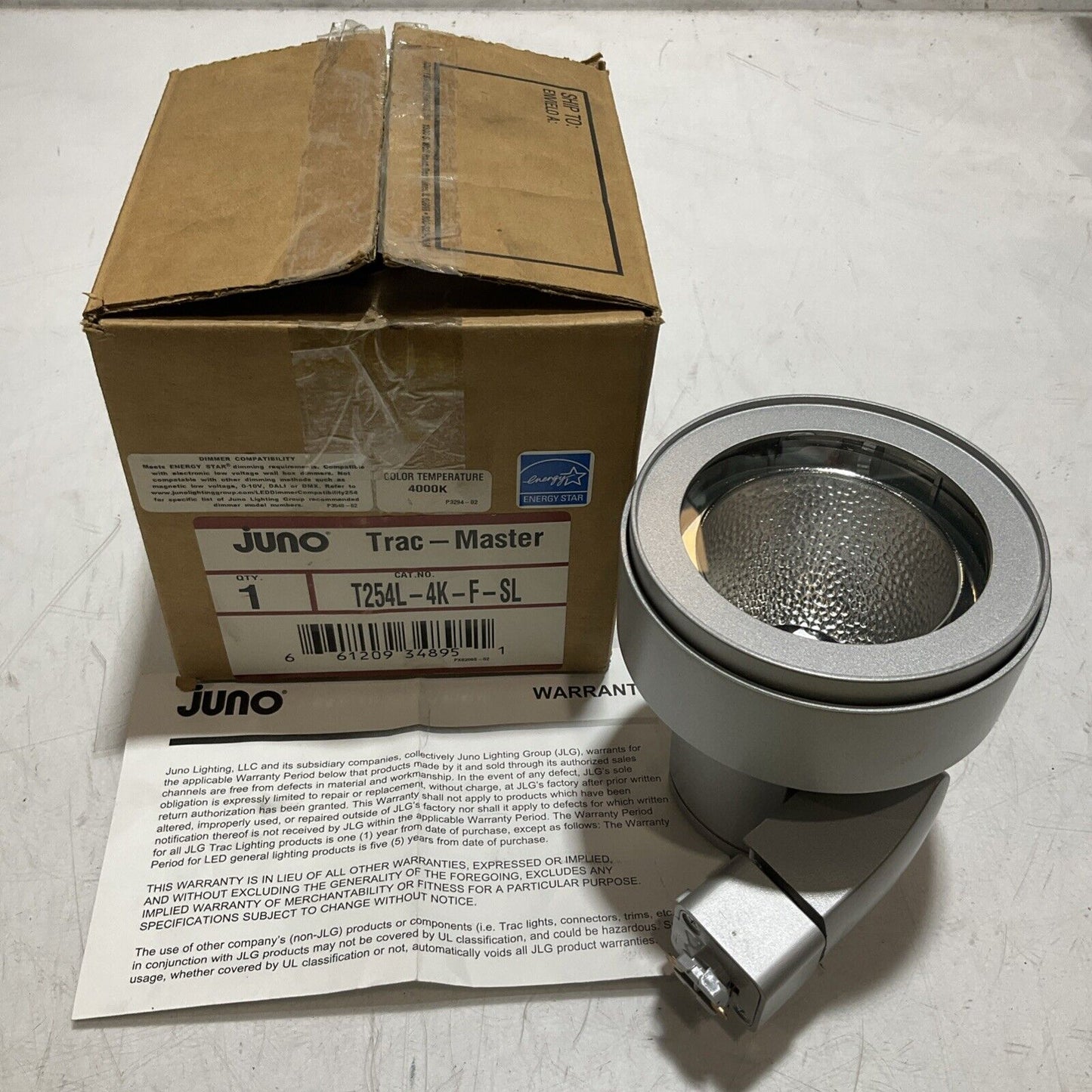 JUNO LIGTING GROUP T254L-4K-F-SL SILVER FLOOD BEAM SPREAD TRACK LIGHTING U3S