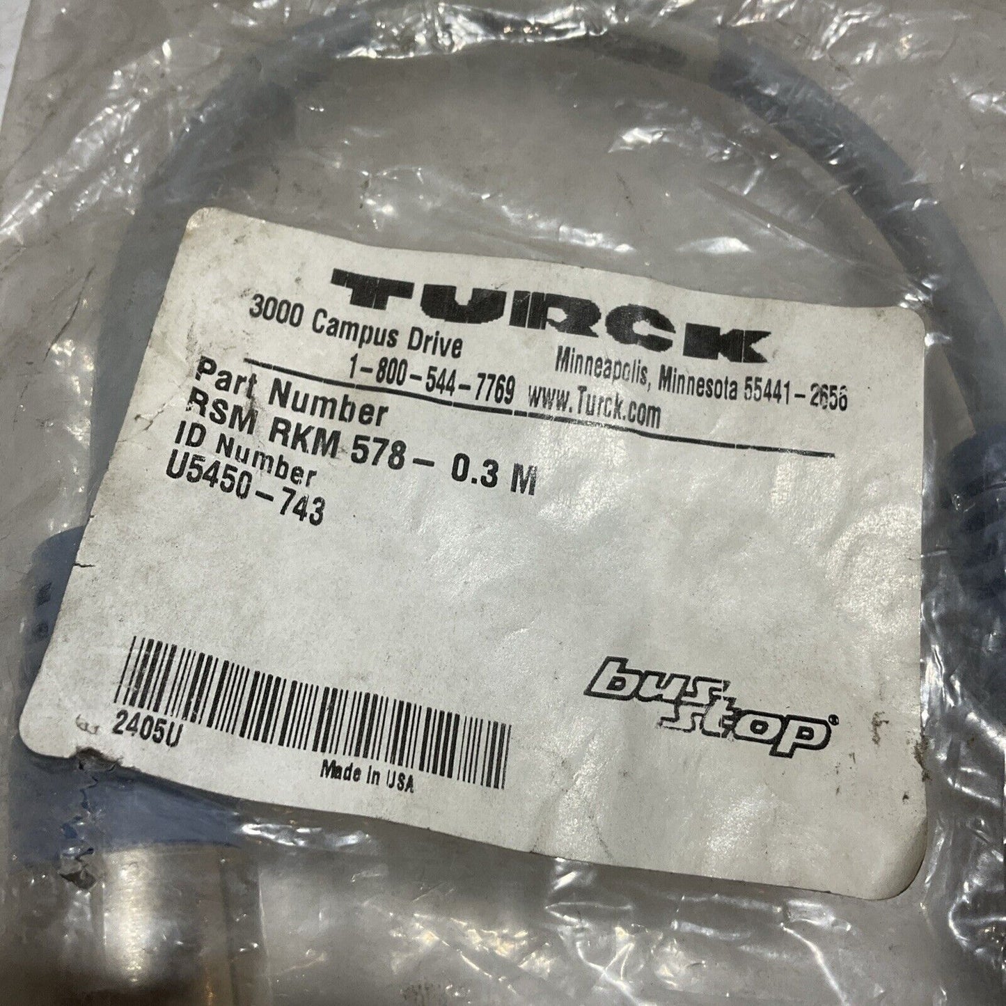 TURCK RSM-RKM 578-0.3M U5450-743 CABLE ASSEMBLY CORD SET U3S