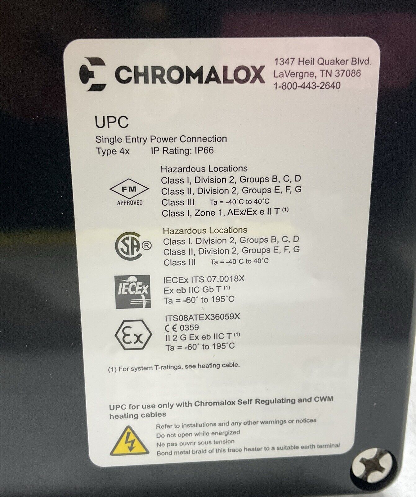 CHROMALOX 393553 UPC POWER CONNECTION BOX KIT ELEMENT U3S