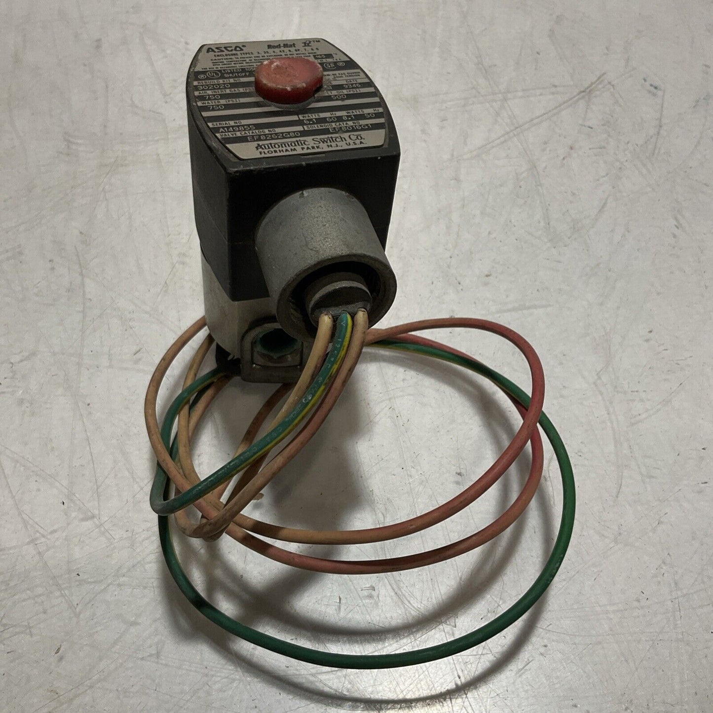 ASCO RED-HAT EF8262G80 SOLENOID AND AIR-CONTROLLED U3S