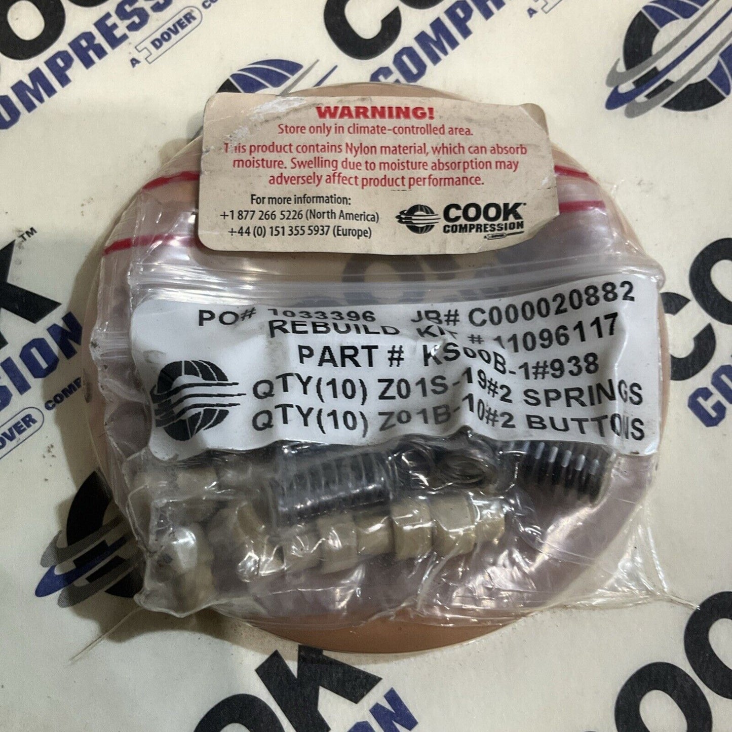 MANLEY REBUILD KIT KS00B-1#938 COOK COMPRESSORS 678-U3S
