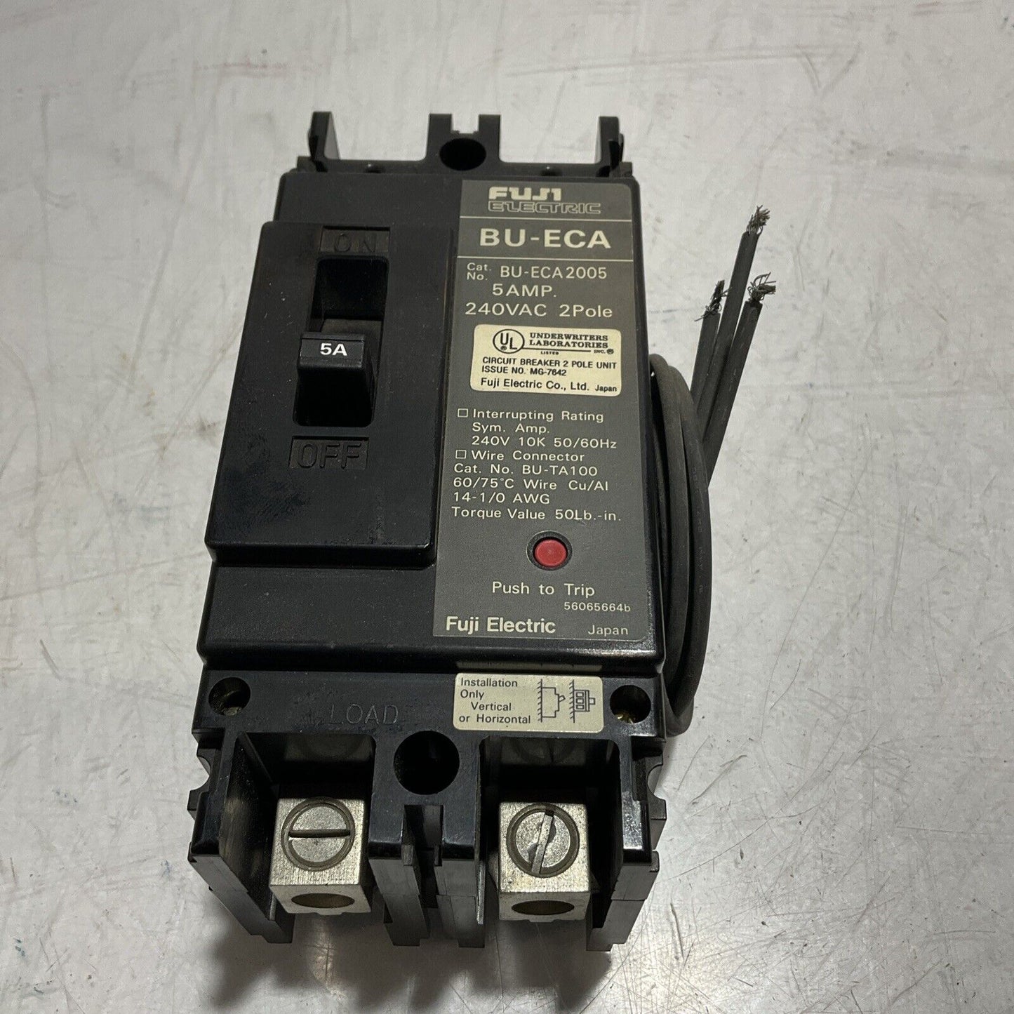 FUJI ELECTRONIC BU-ECA2005 CIRCUIT BREAKER 5AMP 240VAC 2 POLE LOT OF 2 U3S