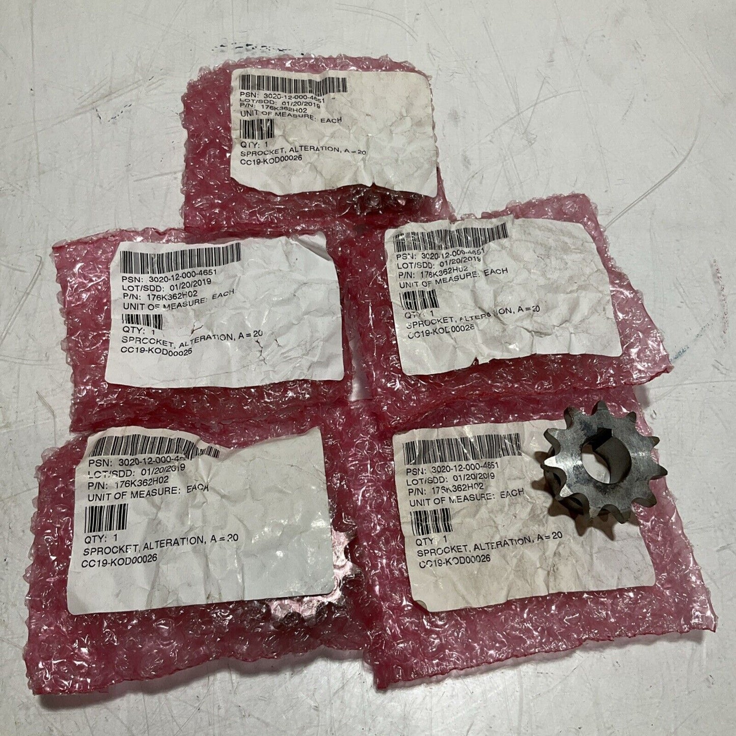 UNBRANDED 176K362H02 ROLLER CHAIN SPROCKET ALTERATION=20 SIZE 40L11 LOT OF 5 U3S