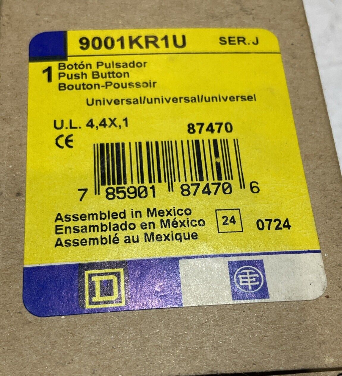 SQUARE D 9001KR1U MUSHROOM PUSH BUTTON OPERATOR 555-U3S