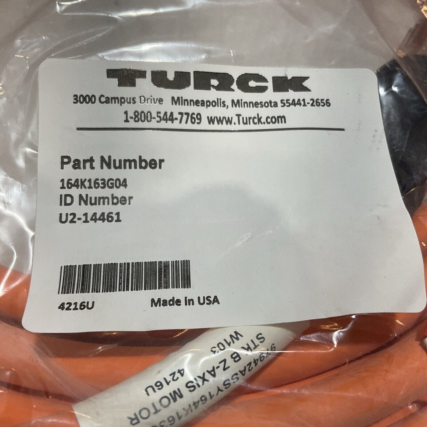 TURCK U2-14461- 164K163G04 CABLE ASSEMBLY W103 U3S