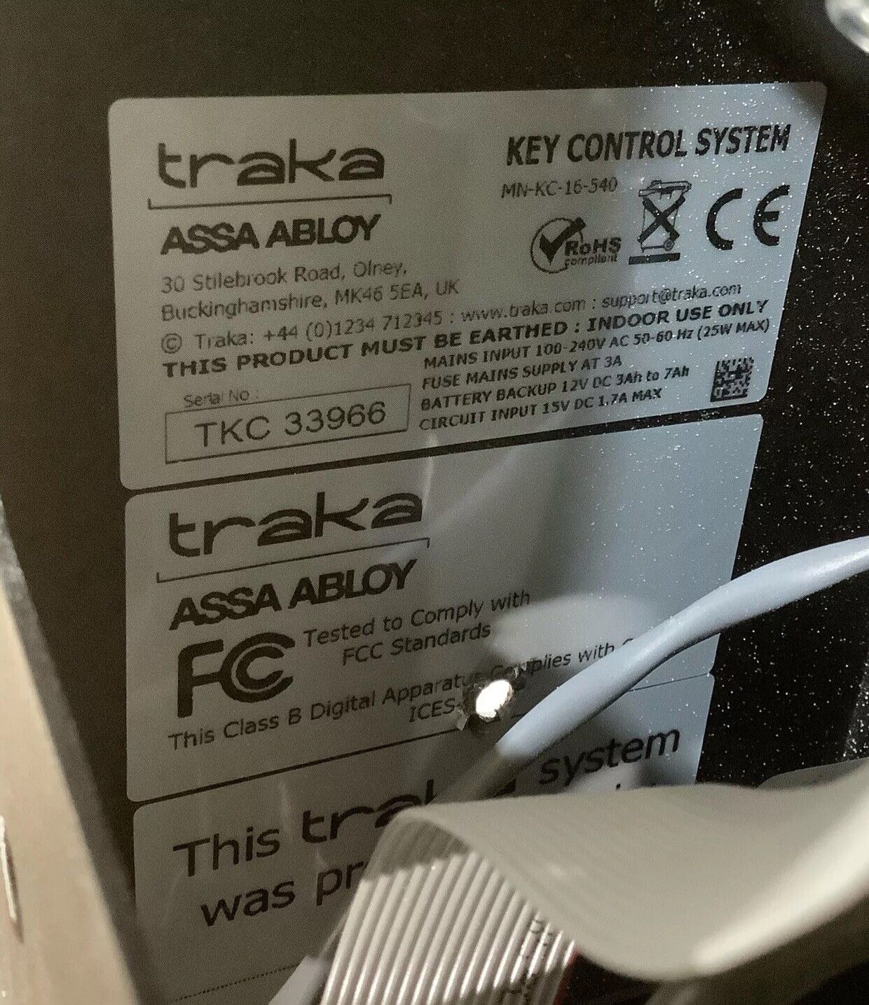 TRAKA ASSA ABLOY MN-KC-16-540 B8129 R0103 ELECTRONIC KEY CABINET L8H