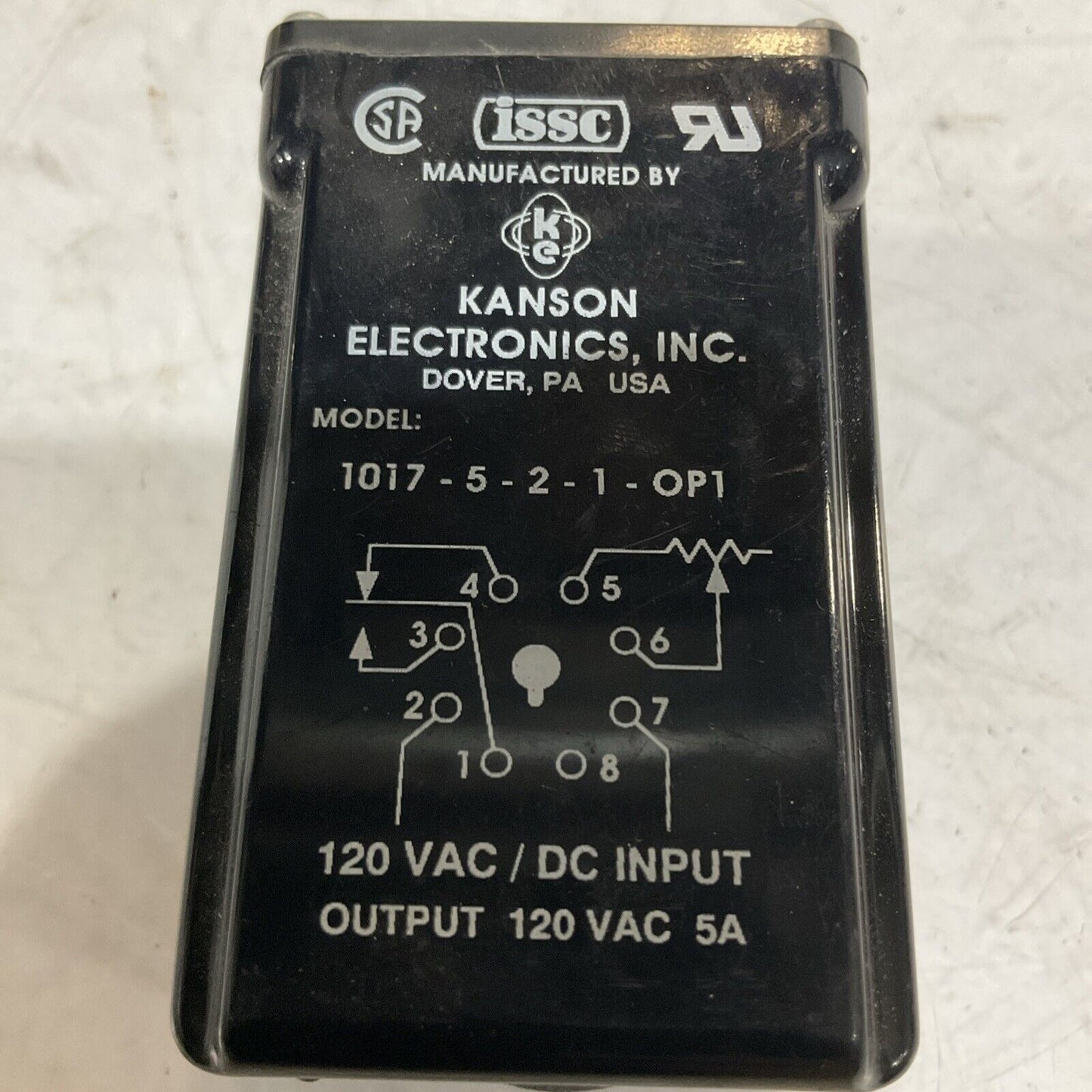 ISSC 1017-5-2-1-OP1 TIMEY DELAY RELAY 120VAC U3S