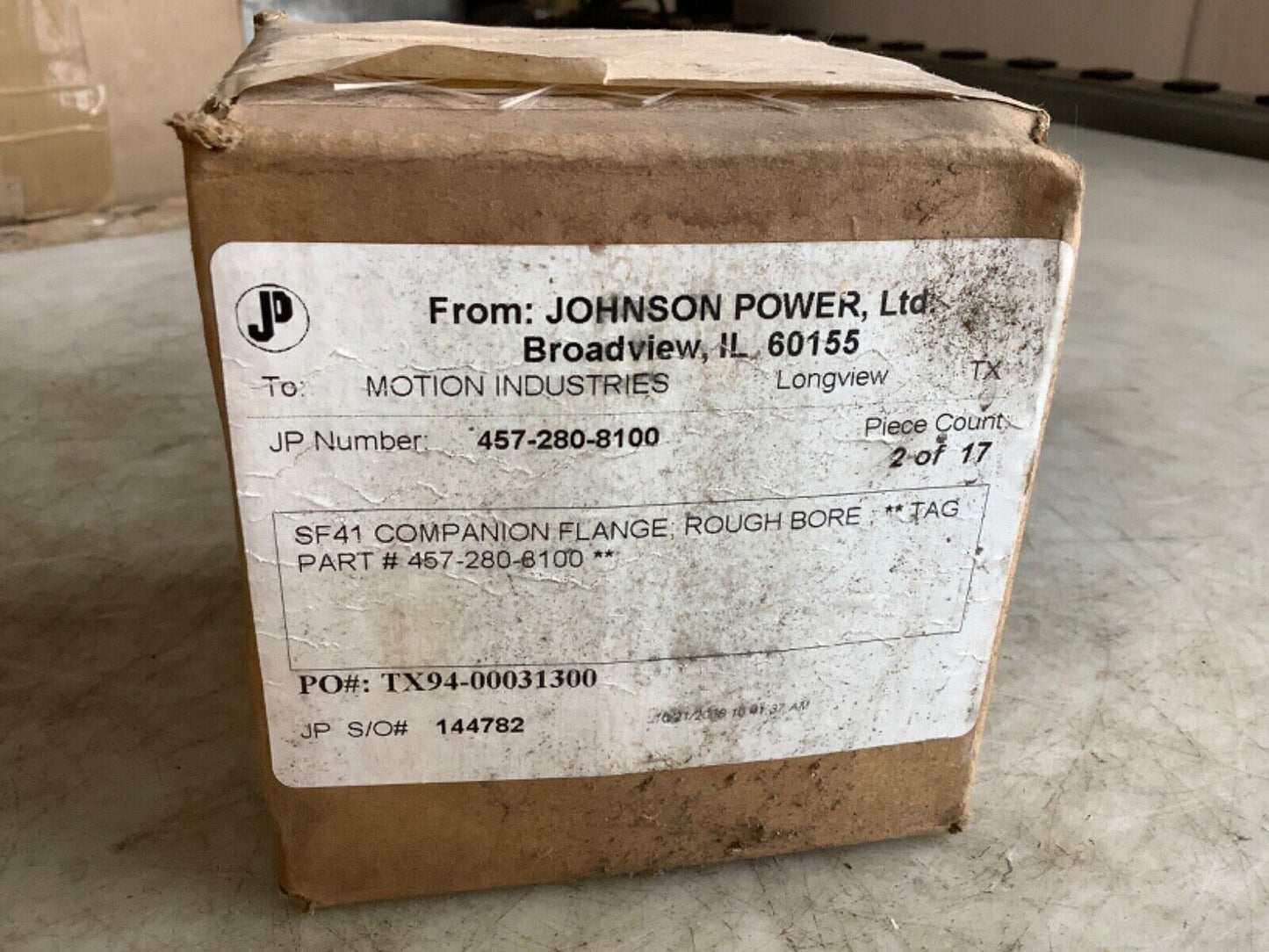 JOHNSON POWER 457-28-8100 COMPANION FLANGE SF41 ROUGH BORE 222