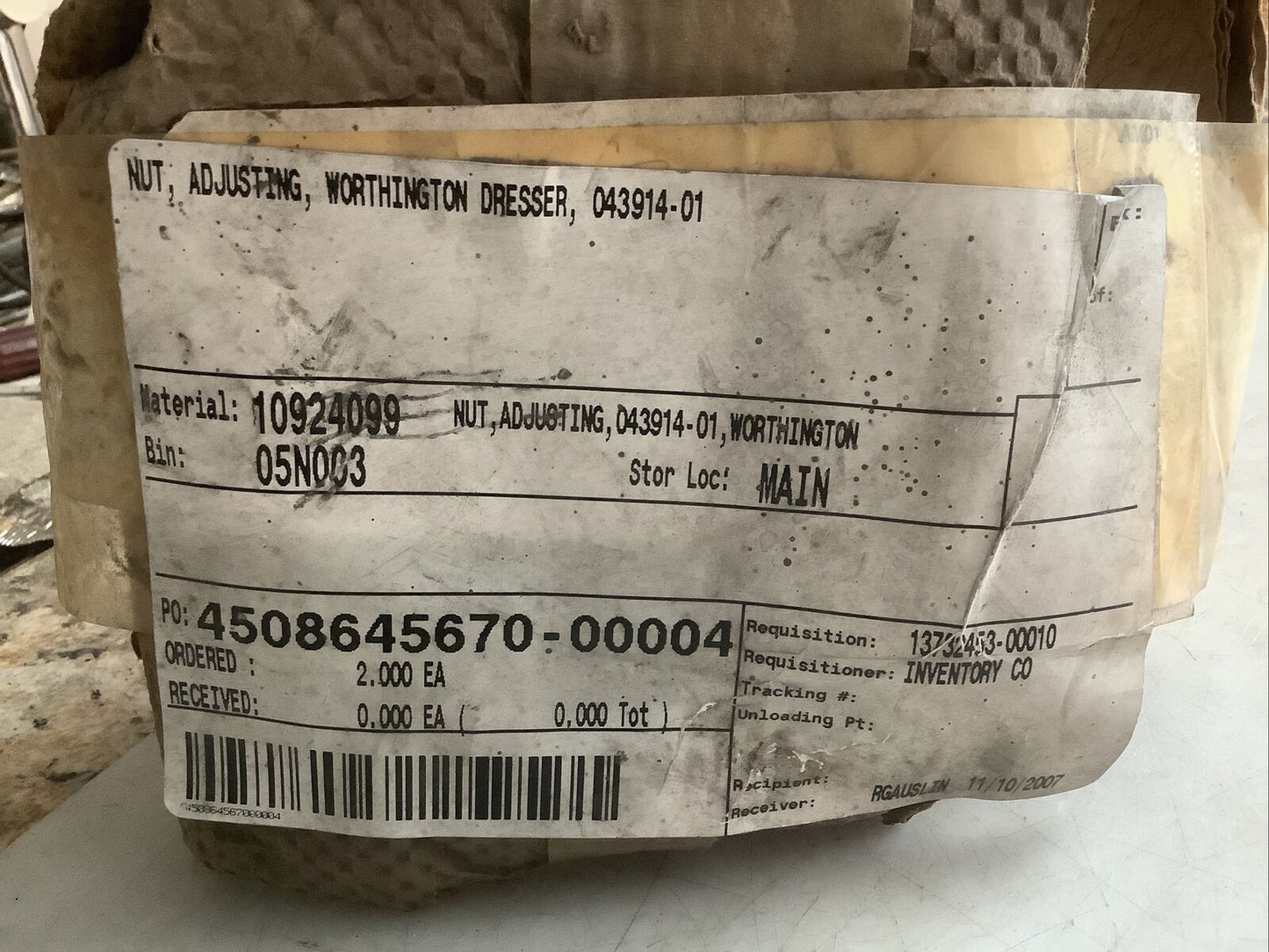 DRESSER WORTHINGTON 043914-01 ADJUSTING NUT 678